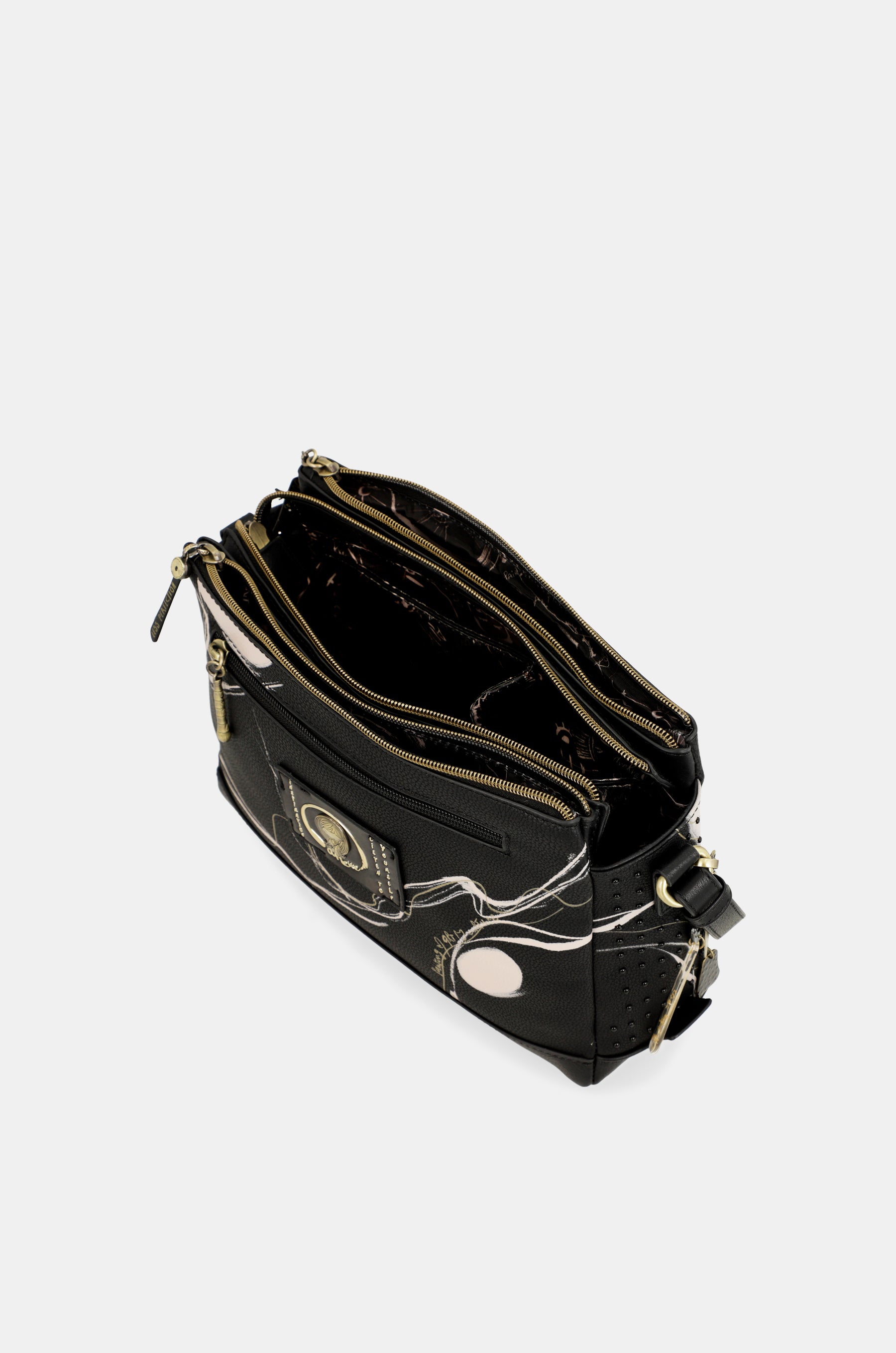 Nature Shodō black 3 compartment shoulder bag