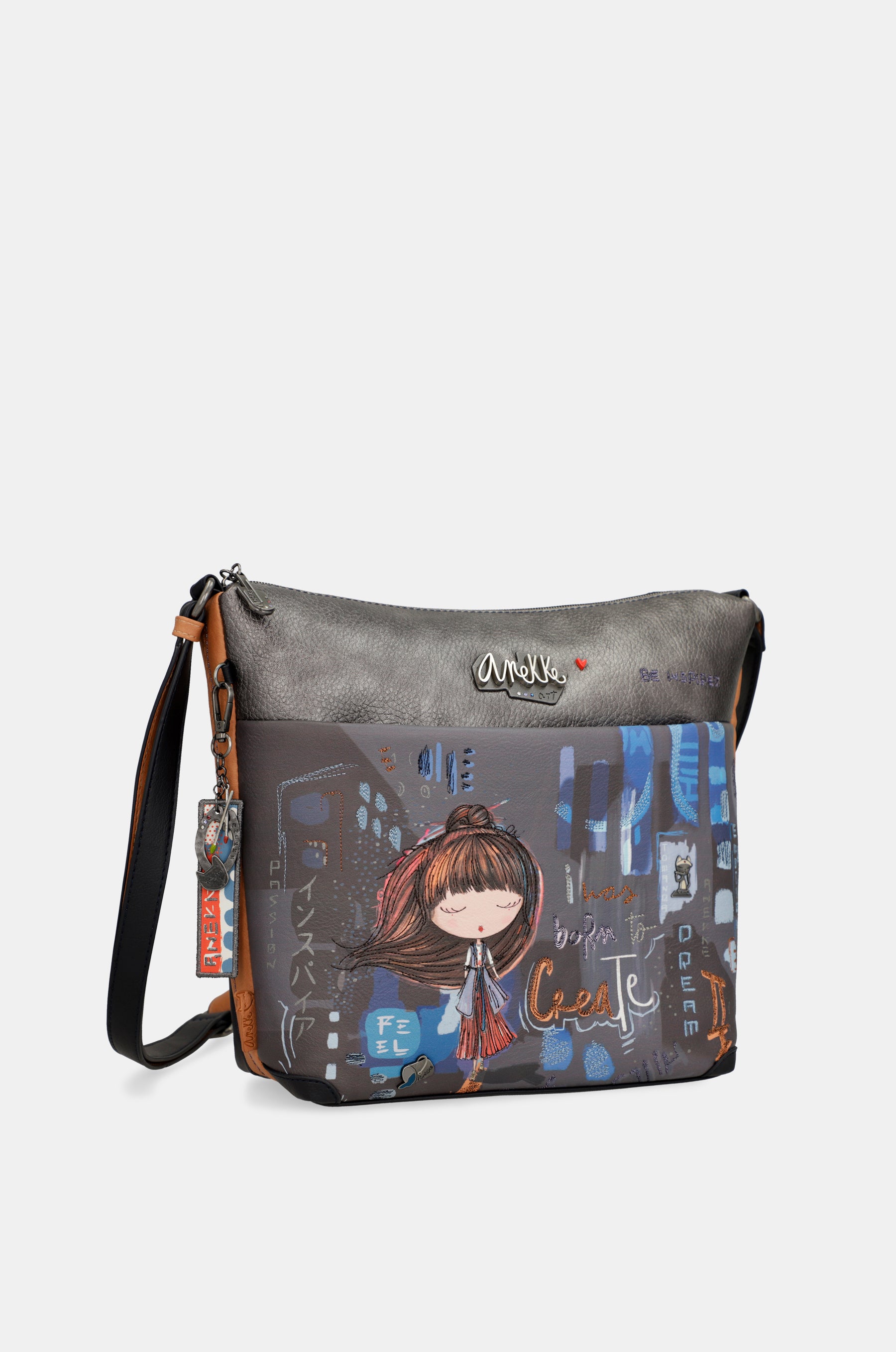 Contemporary large printed messenger bag