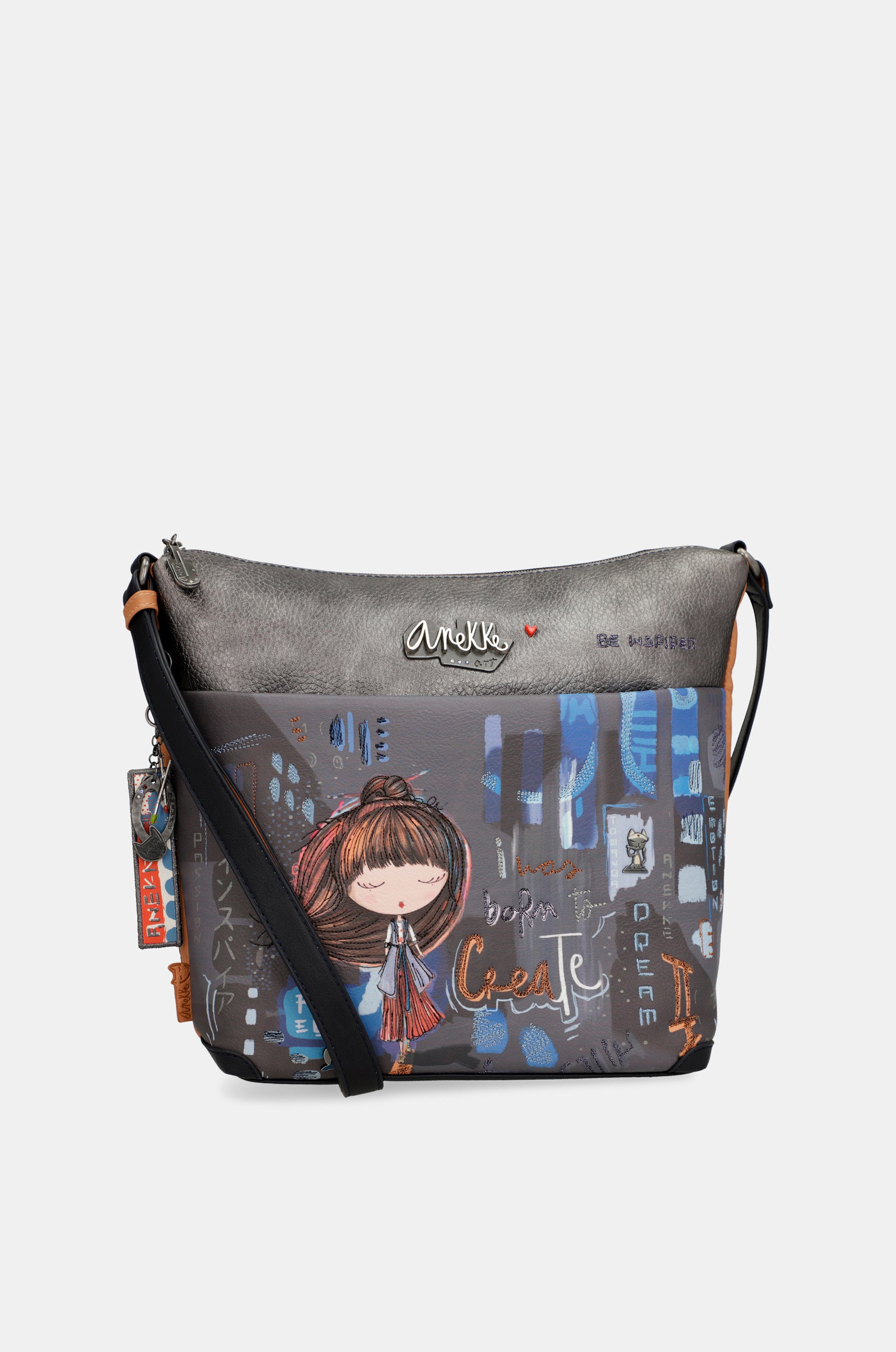 Contemporary large printed messenger bag