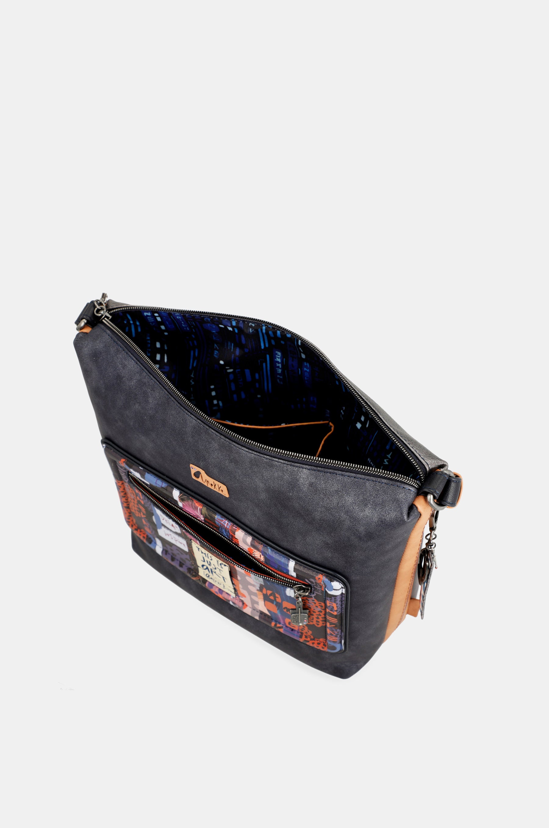 Contemporary large printed messenger bag
