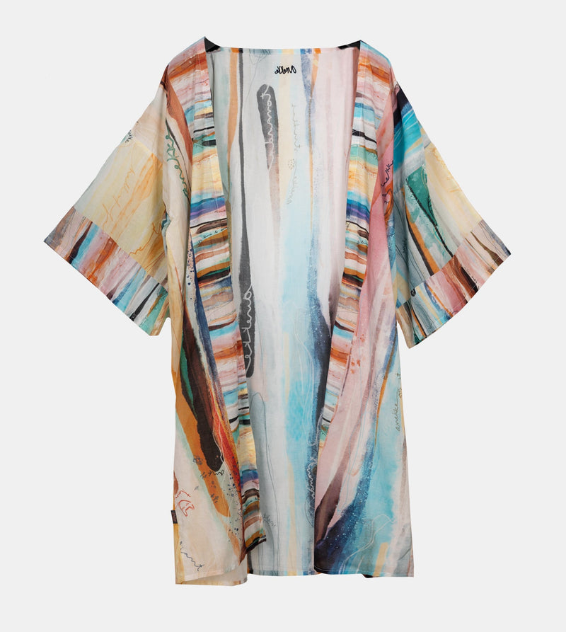 Studio printed long kimono