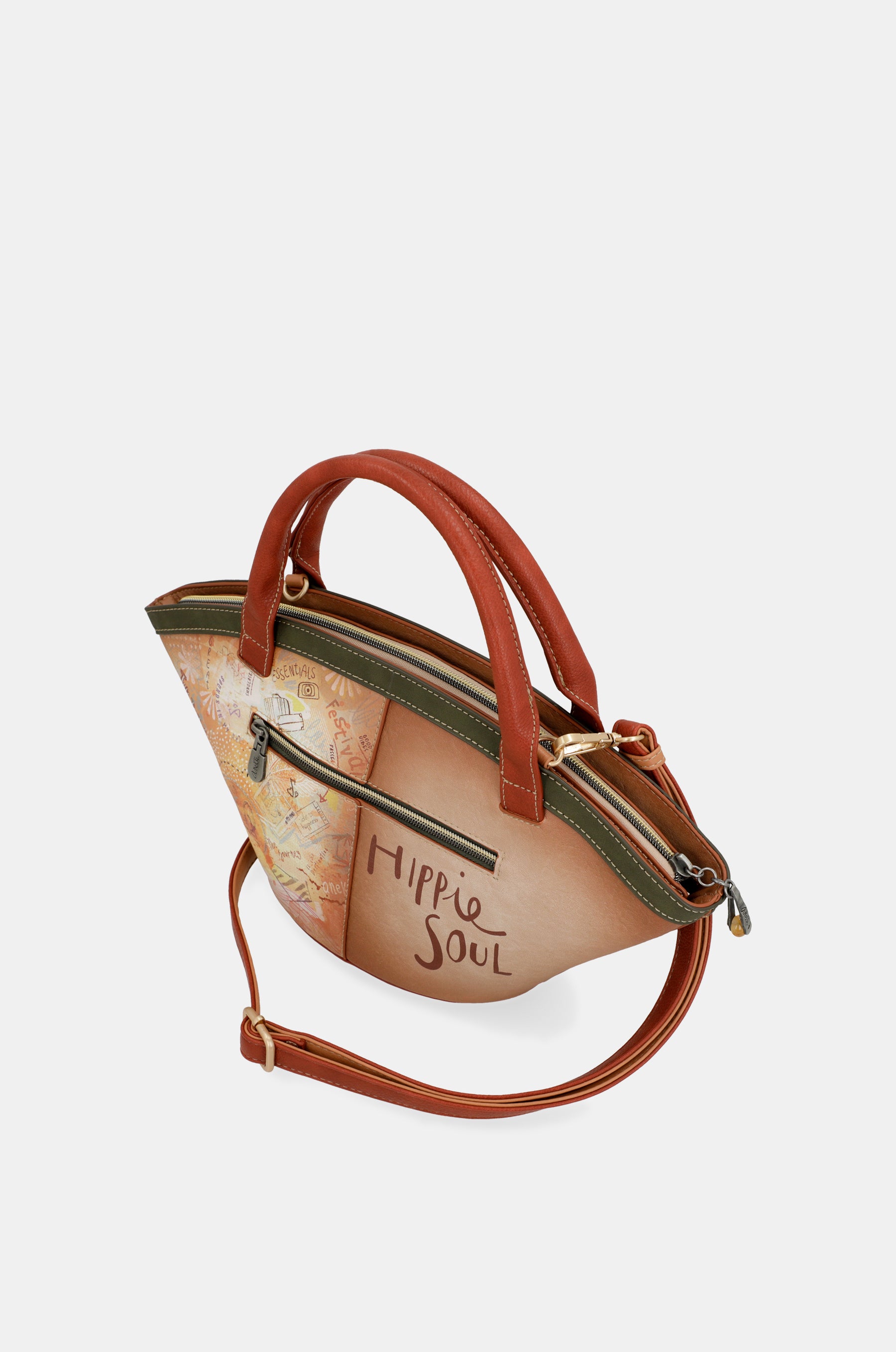 Peace & Love camel basket bag
