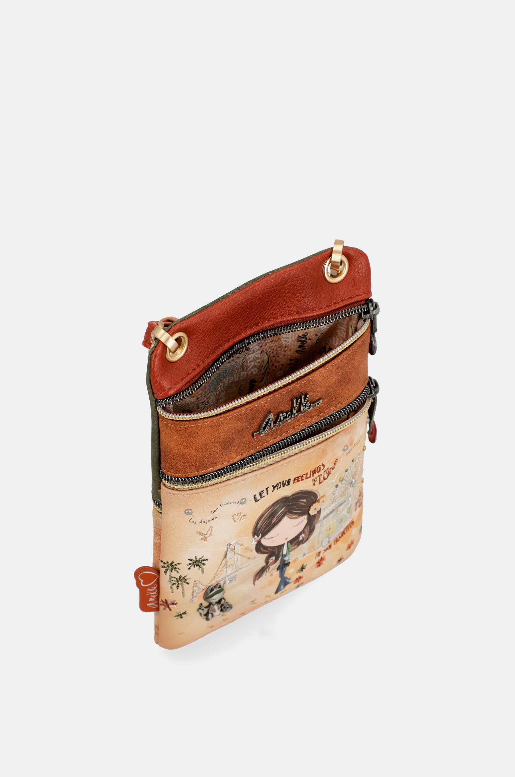 Peace & Love camel mini crossbody bag
