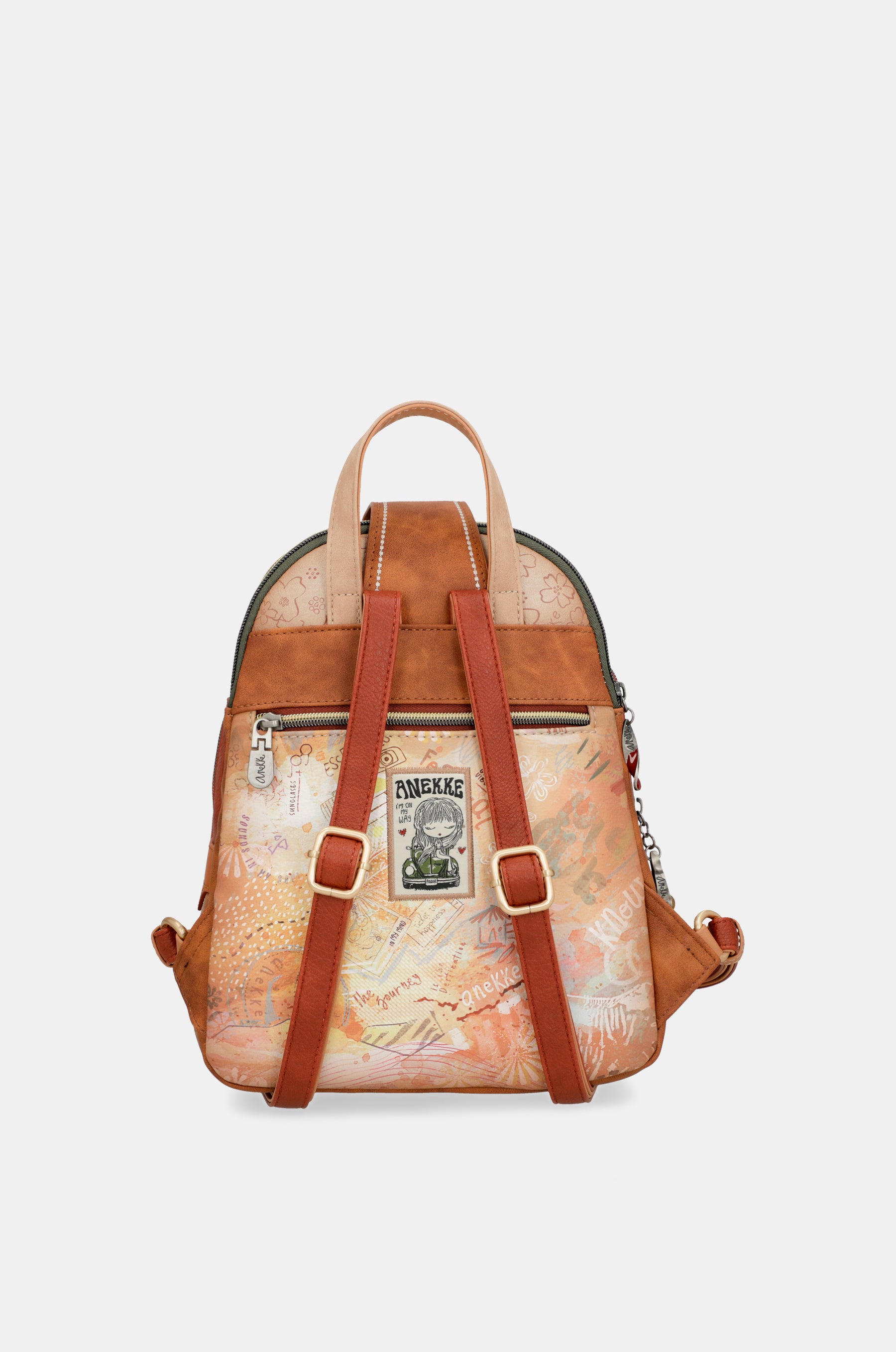Peace & Love camel triple compartment backpack