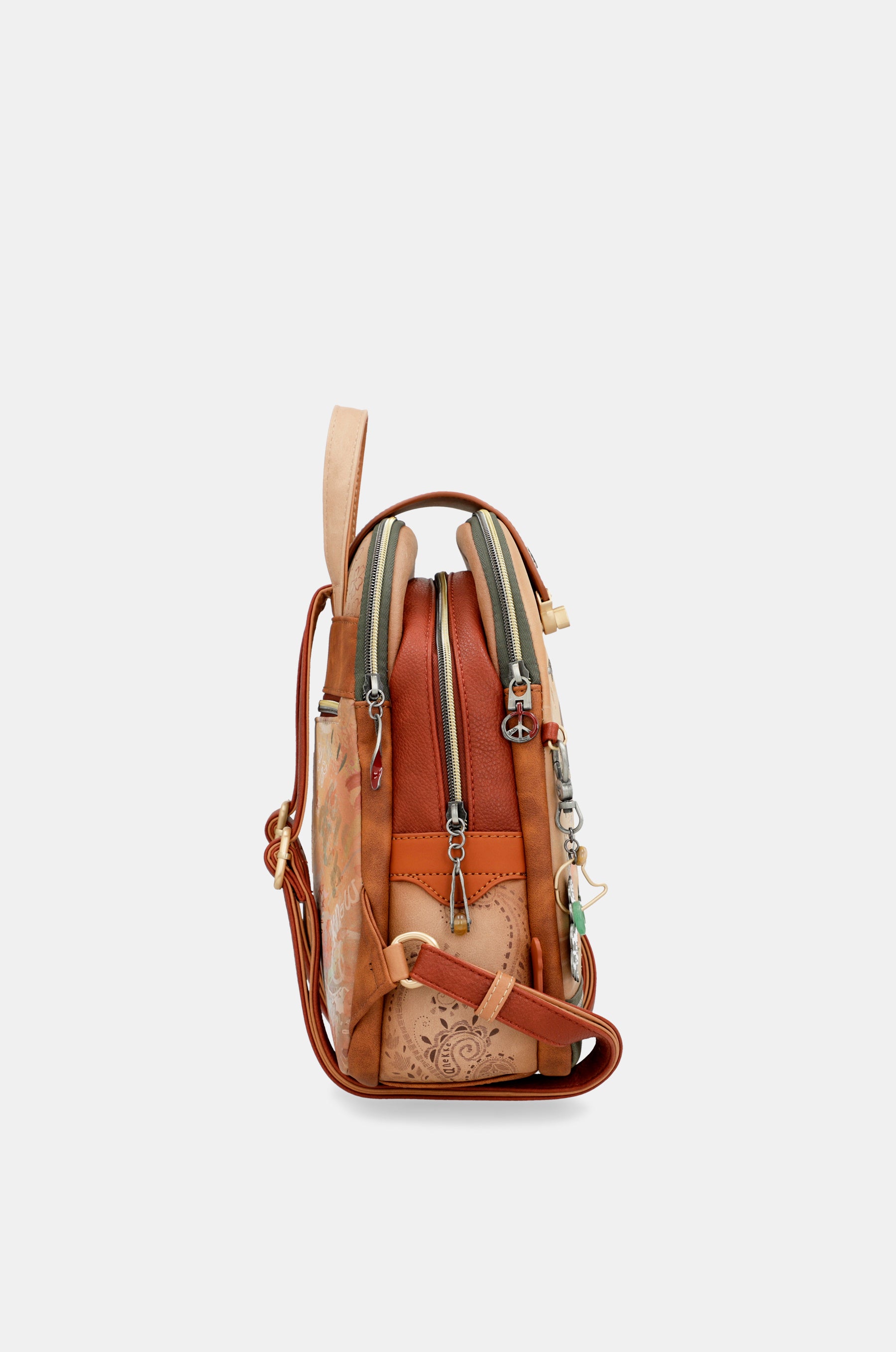Peace & Love camel triple compartment backpack