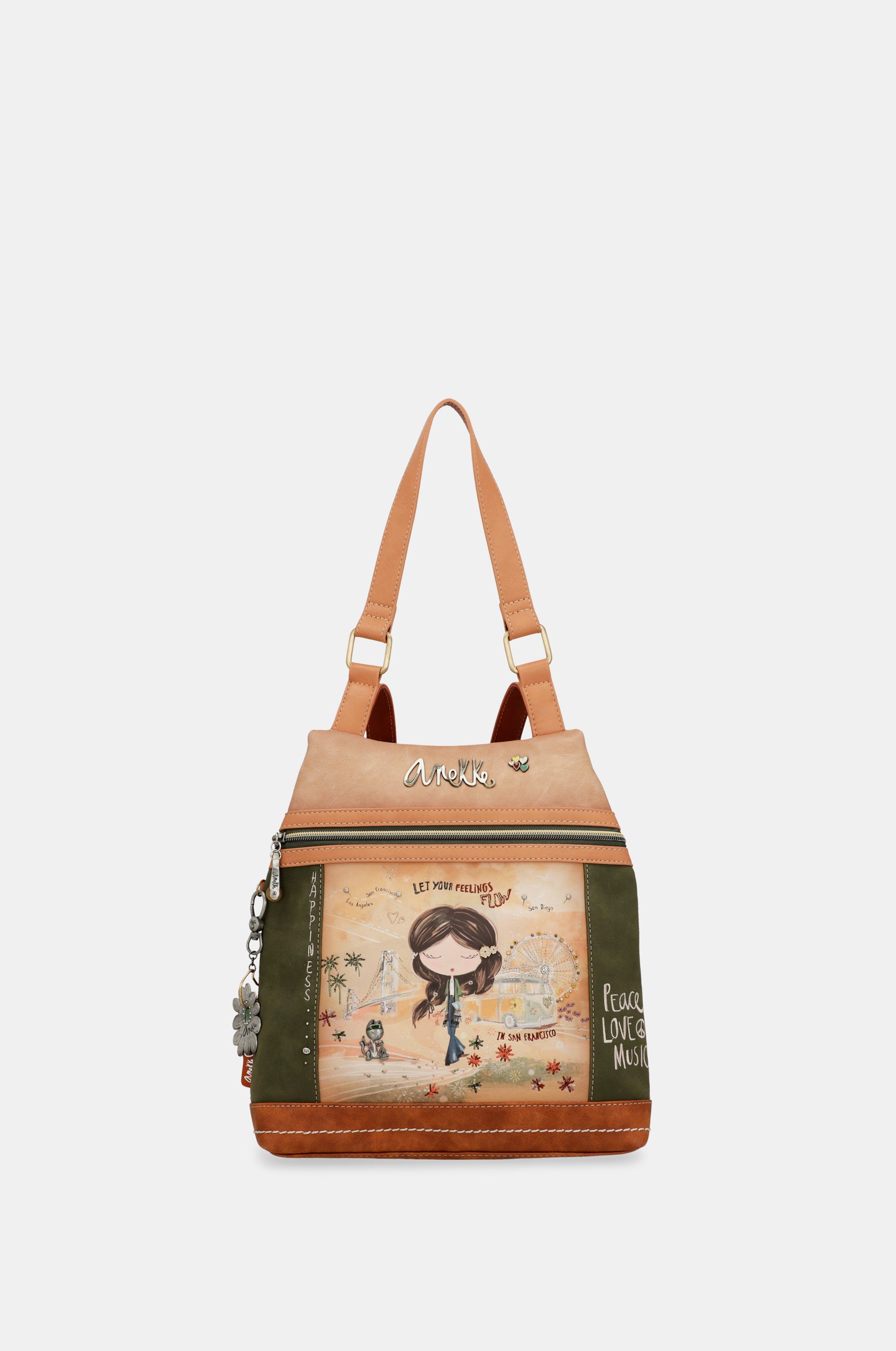 Anekke Peace & Love camel anti-theft backpack