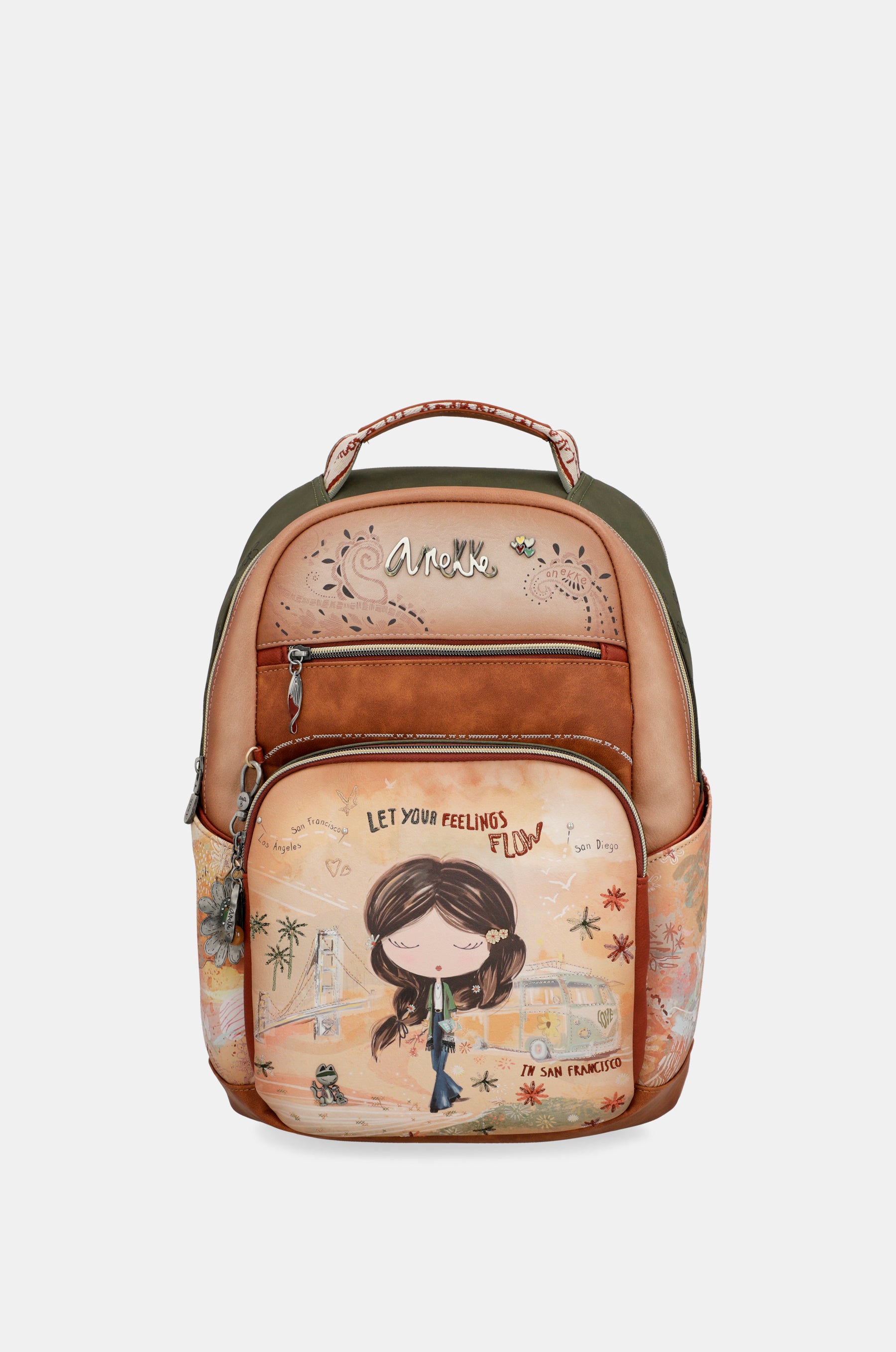 Peace & Love camel school backpack