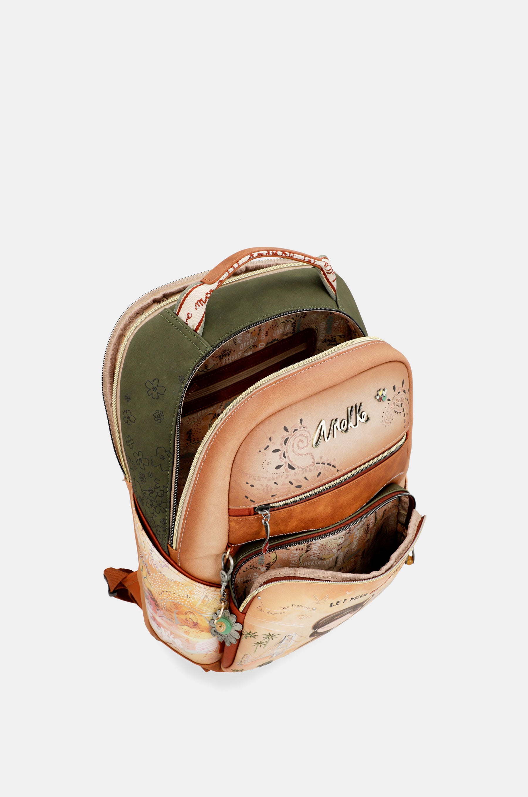 Peace & Love camel school backpack