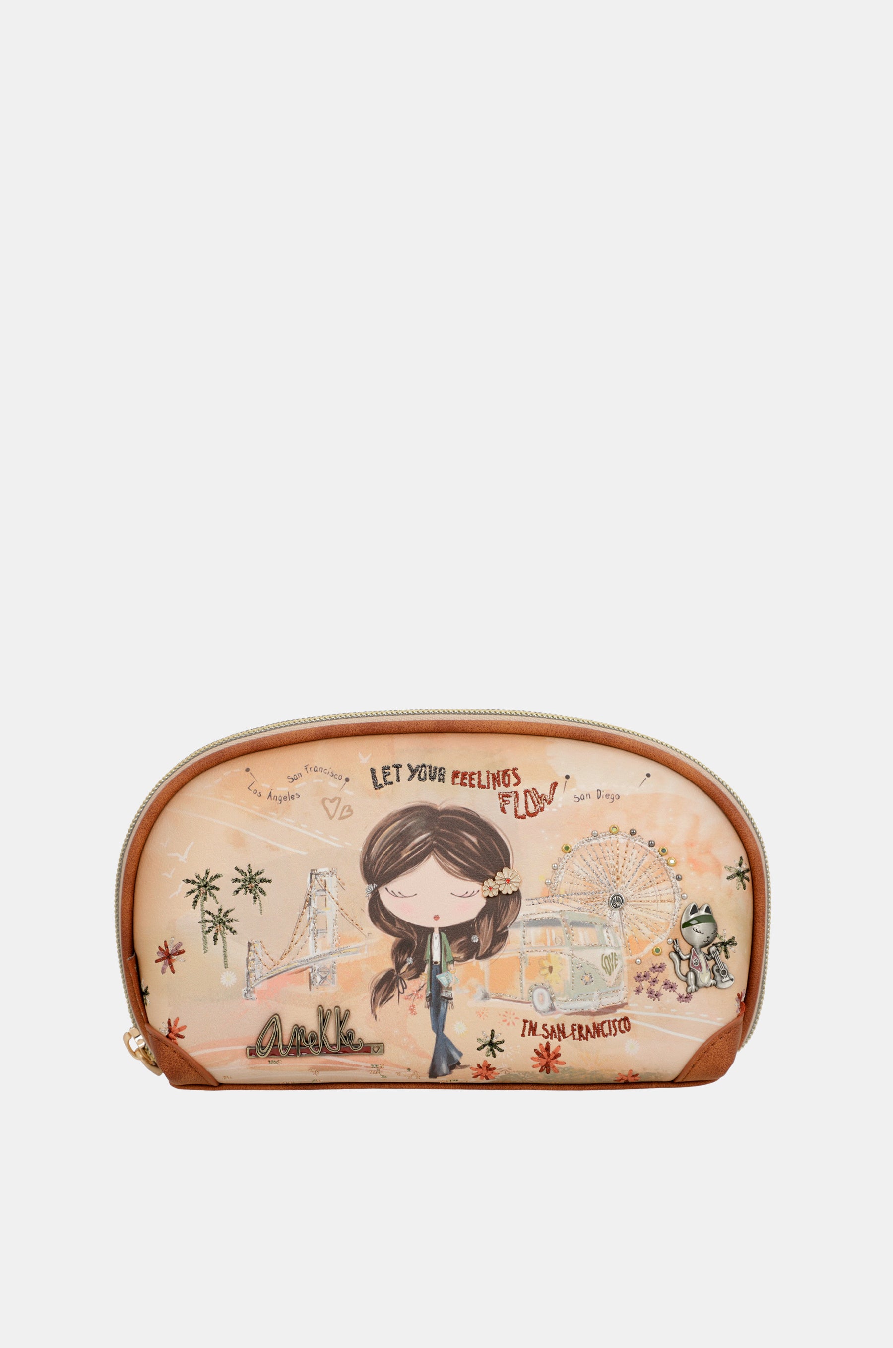 Peace & Love camel RFID holdall bag