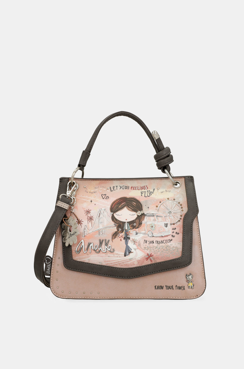 Peace & Love pink flap bag