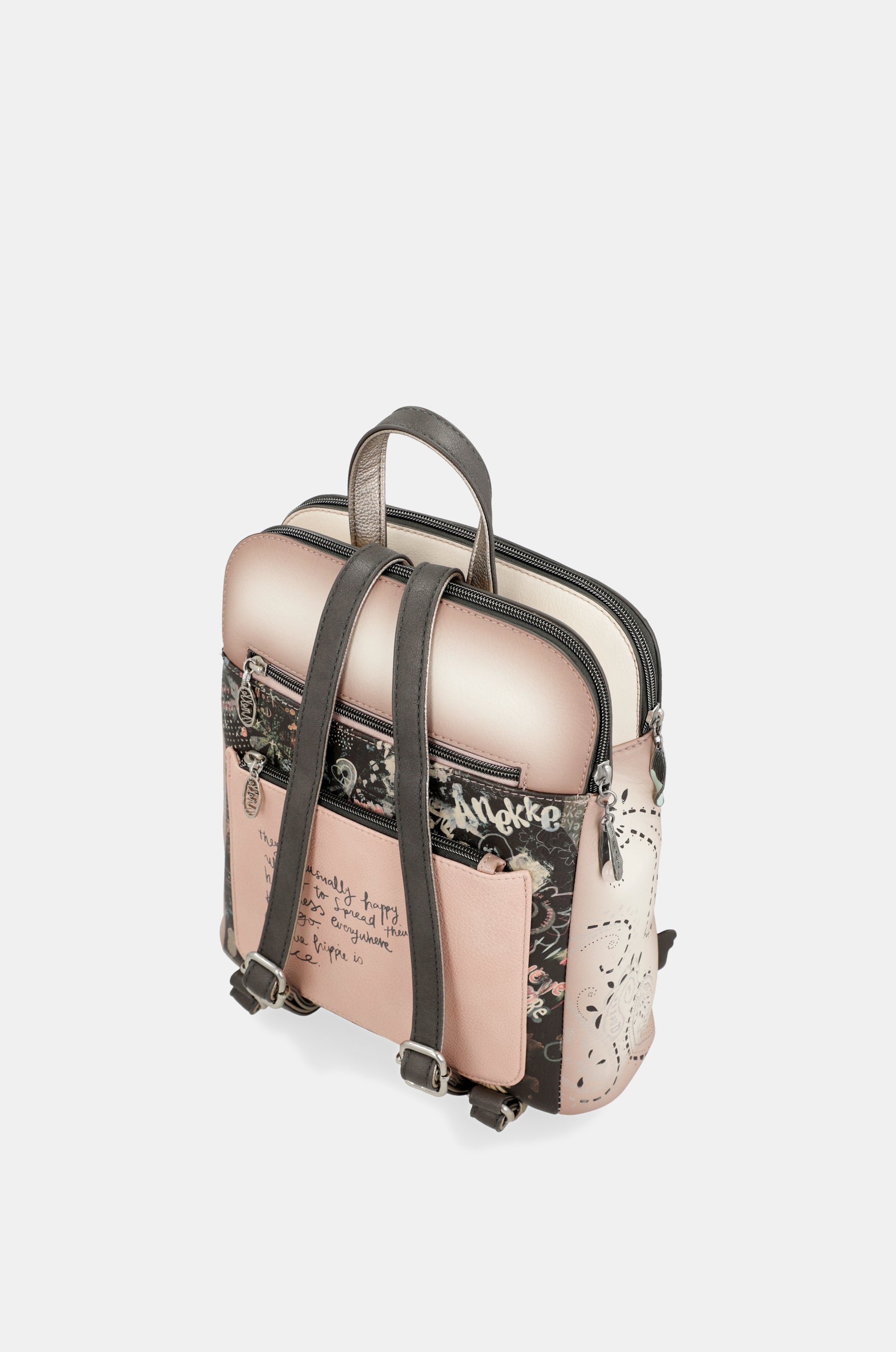 Peace & Love pink 2-compartment backpack