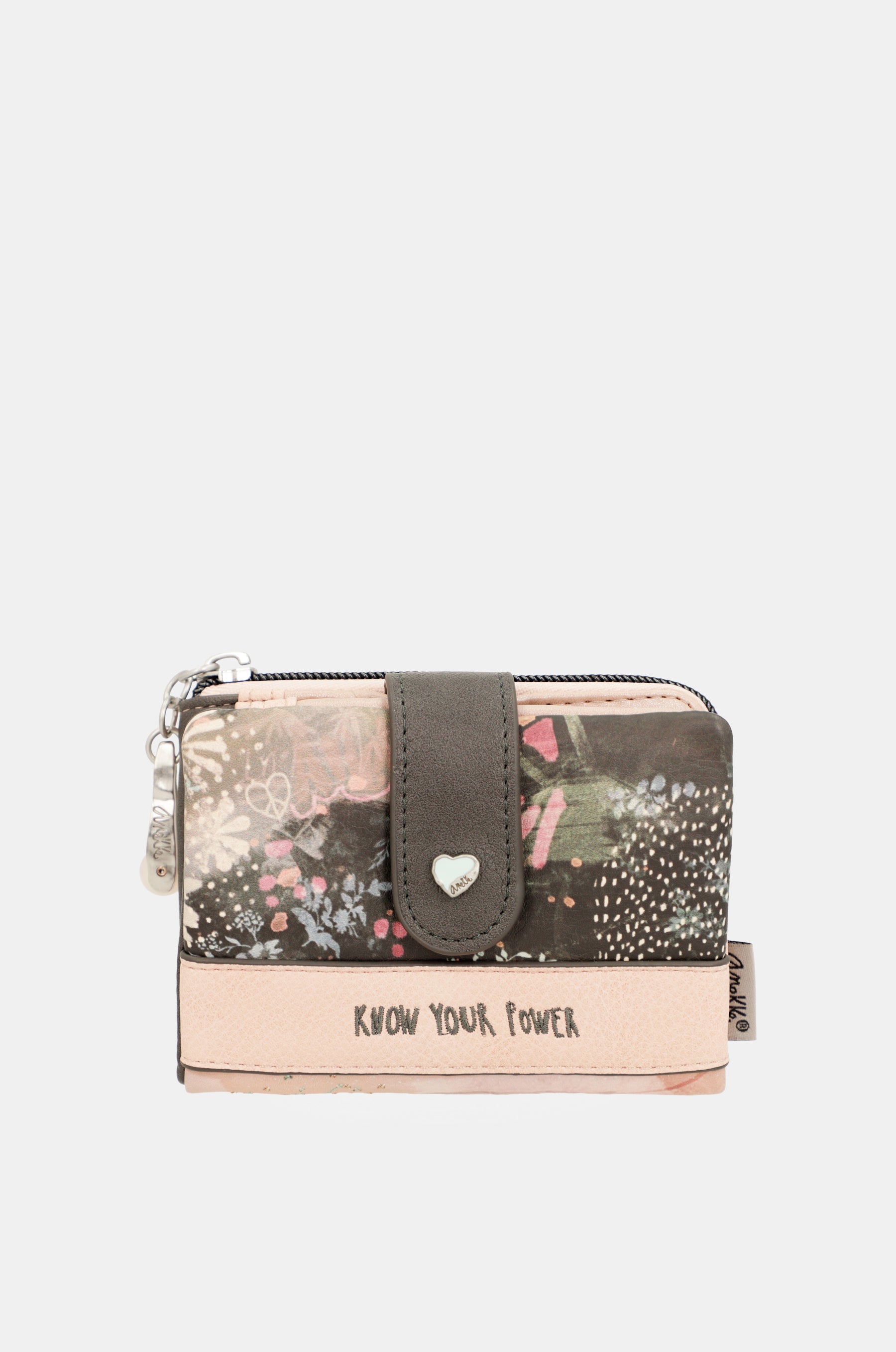 Peace & Love pink small RFID wallet