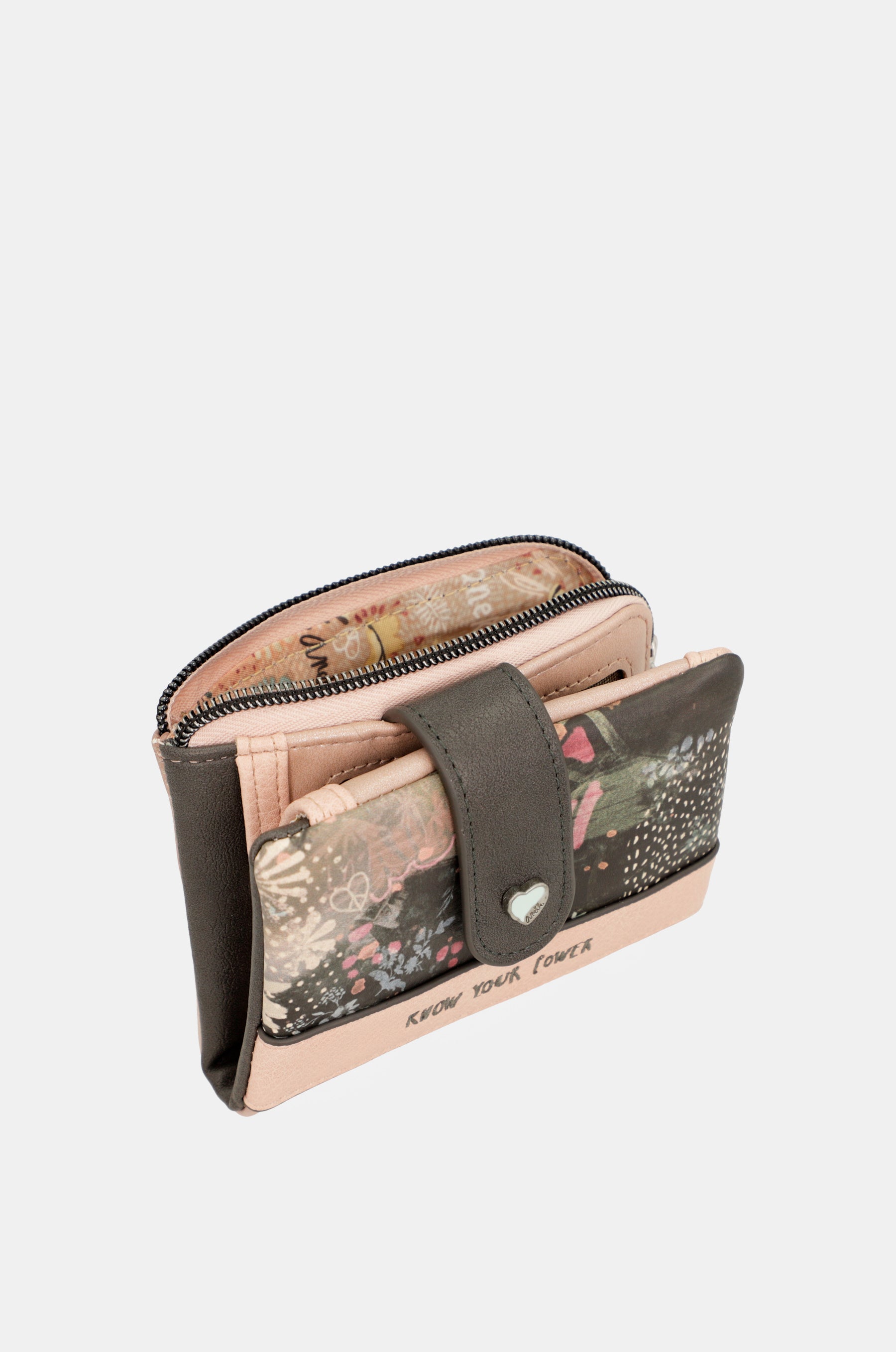 Peace & Love pink small RFID wallet