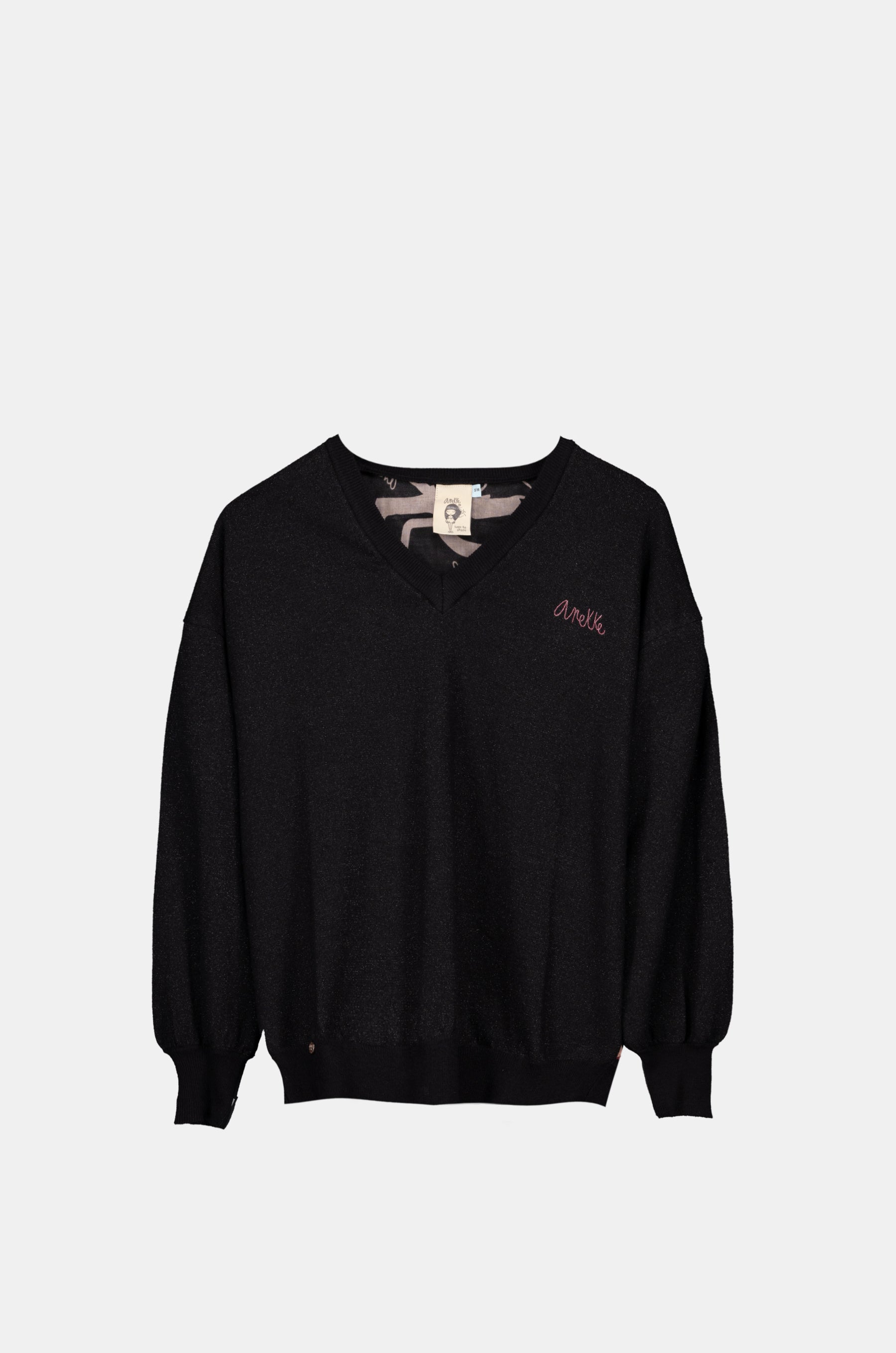 Black sweater with printed back