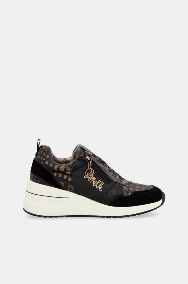 Dreams black wedge sneakers