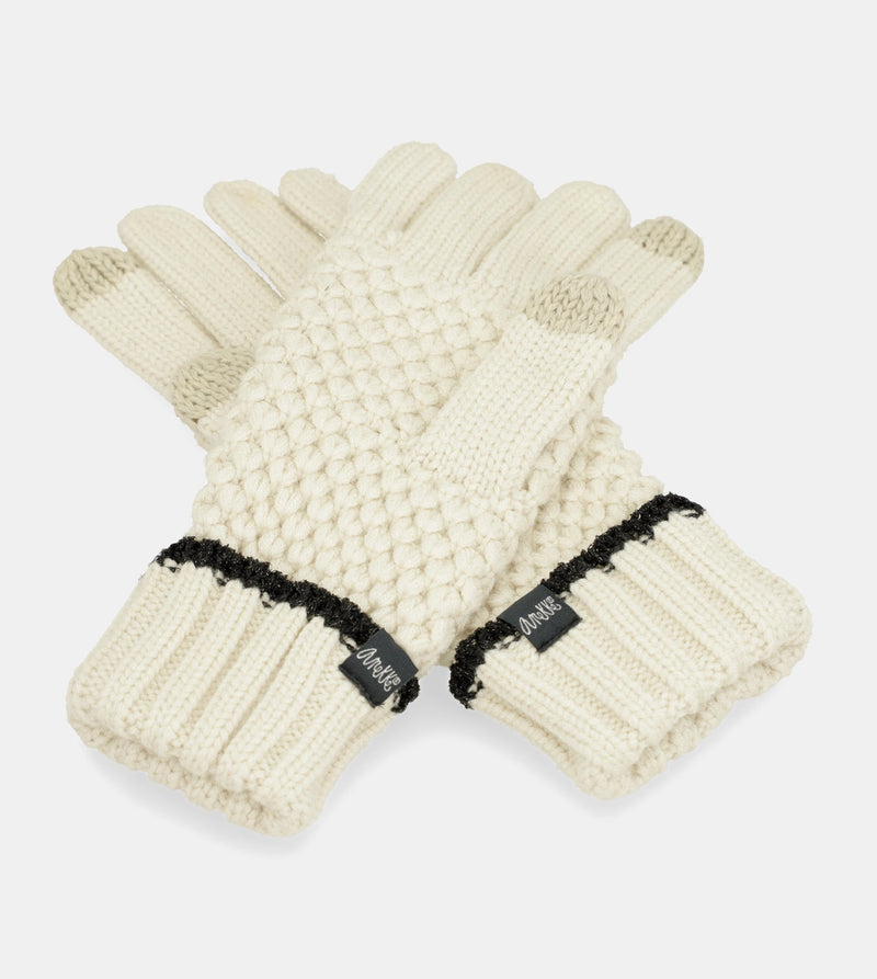 Beige knitted gloves