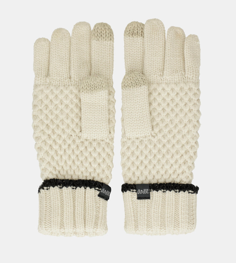 Beige knitted gloves