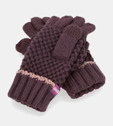 Purple knitted mittens