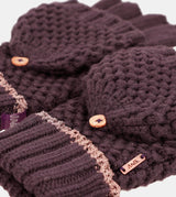 Purple knitted mittens