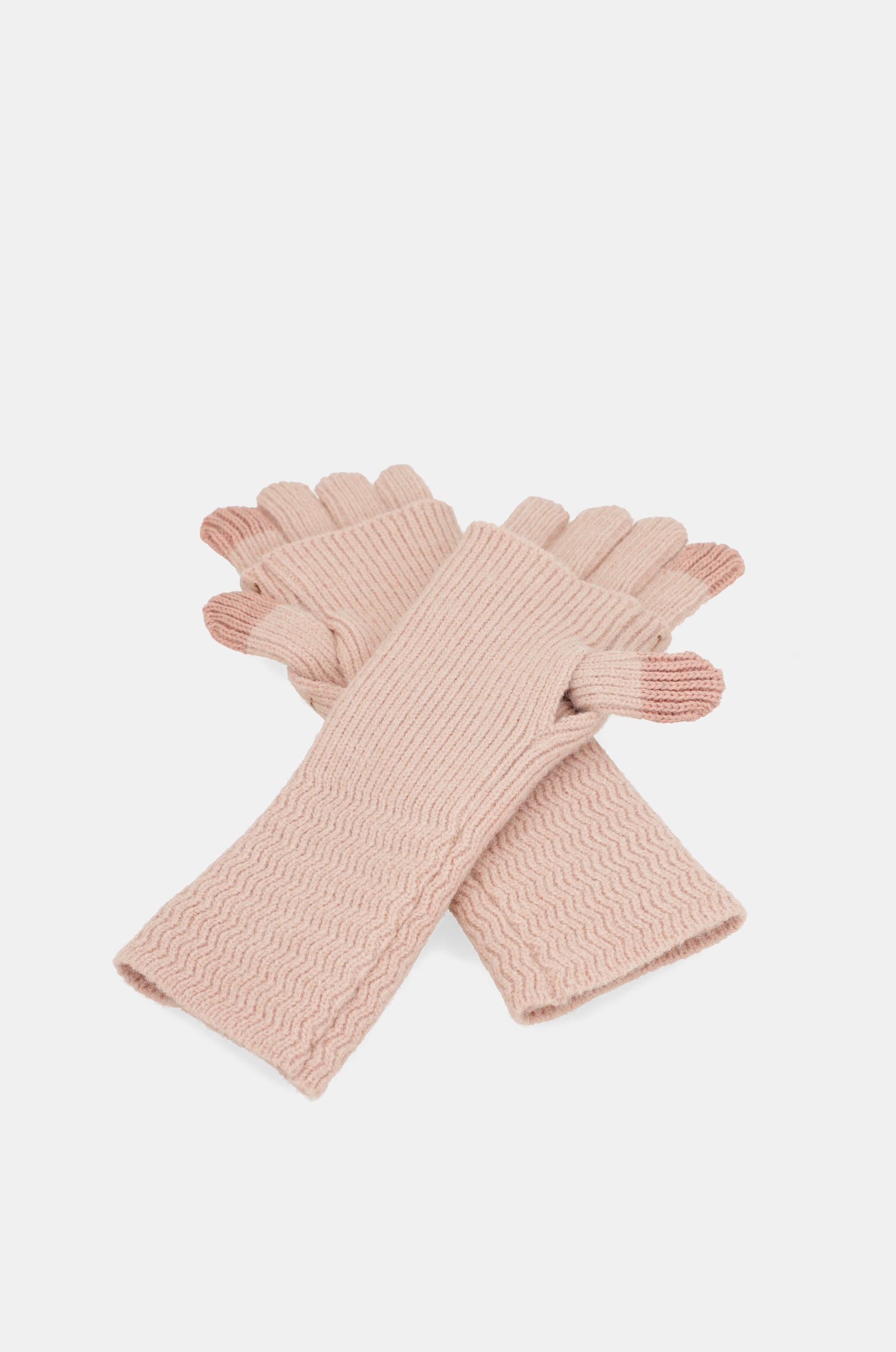 Beige knitted gloves