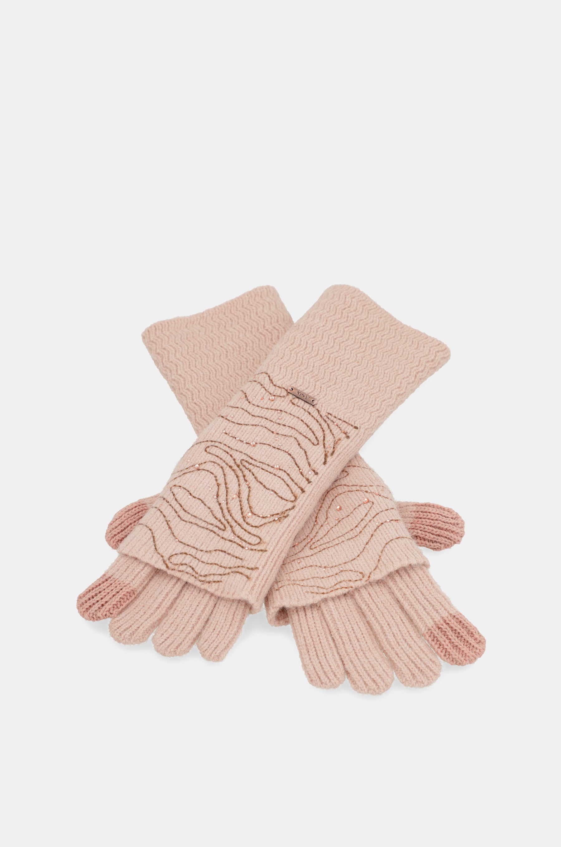 Beige knitted gloves