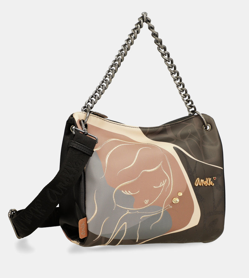 Heartbeat crossbody bag with metal handle