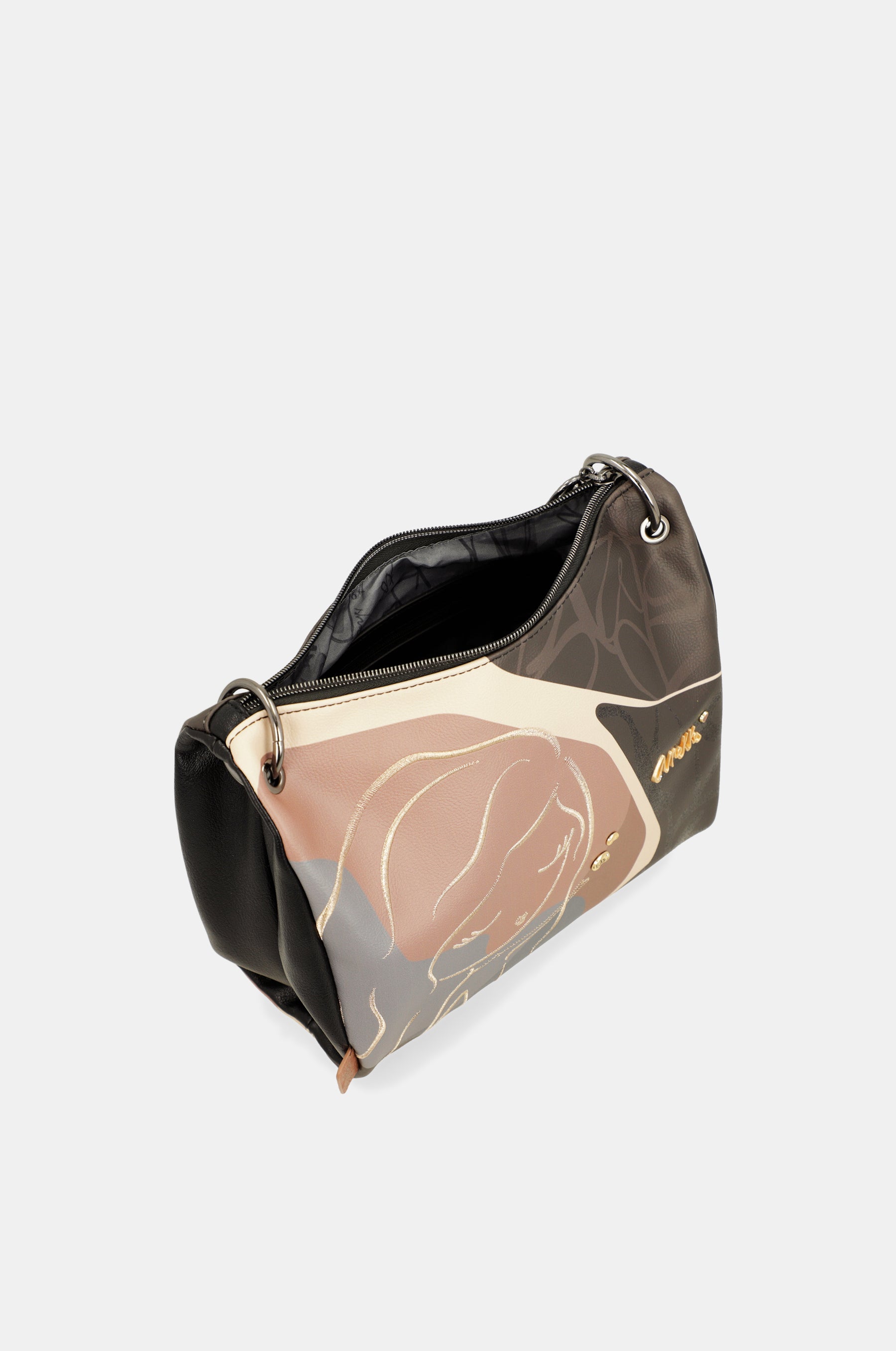 Heartbeat crossbody bag with metal handle