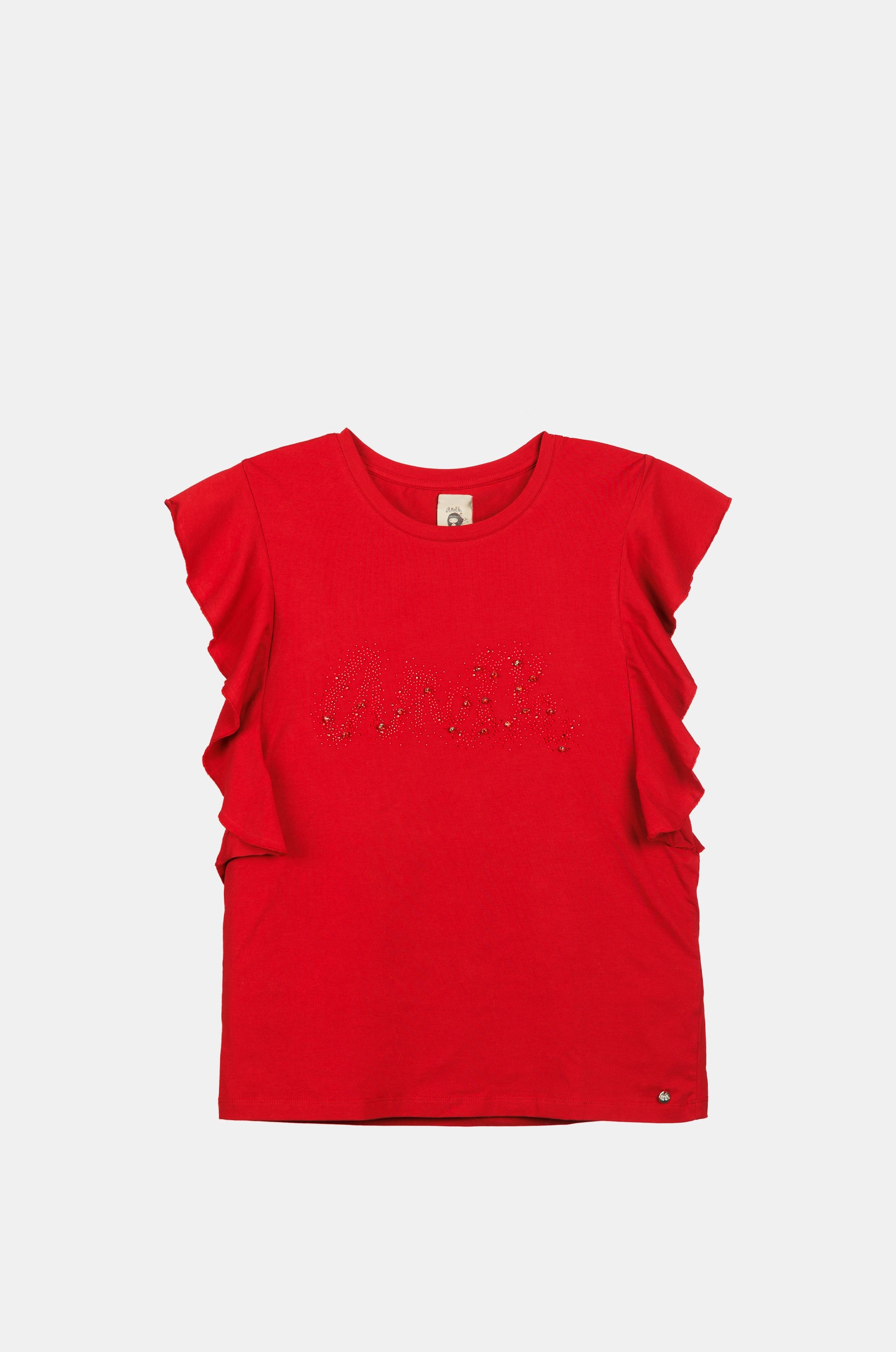 Red shiny short-sleeve T-shirt Anekke