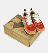 Red platform sneakers