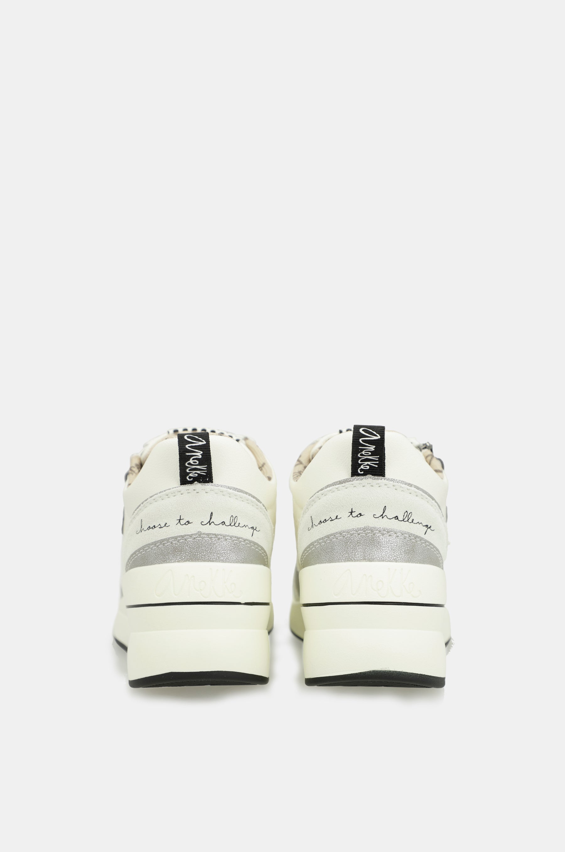 White wedge sneakers with polka dots