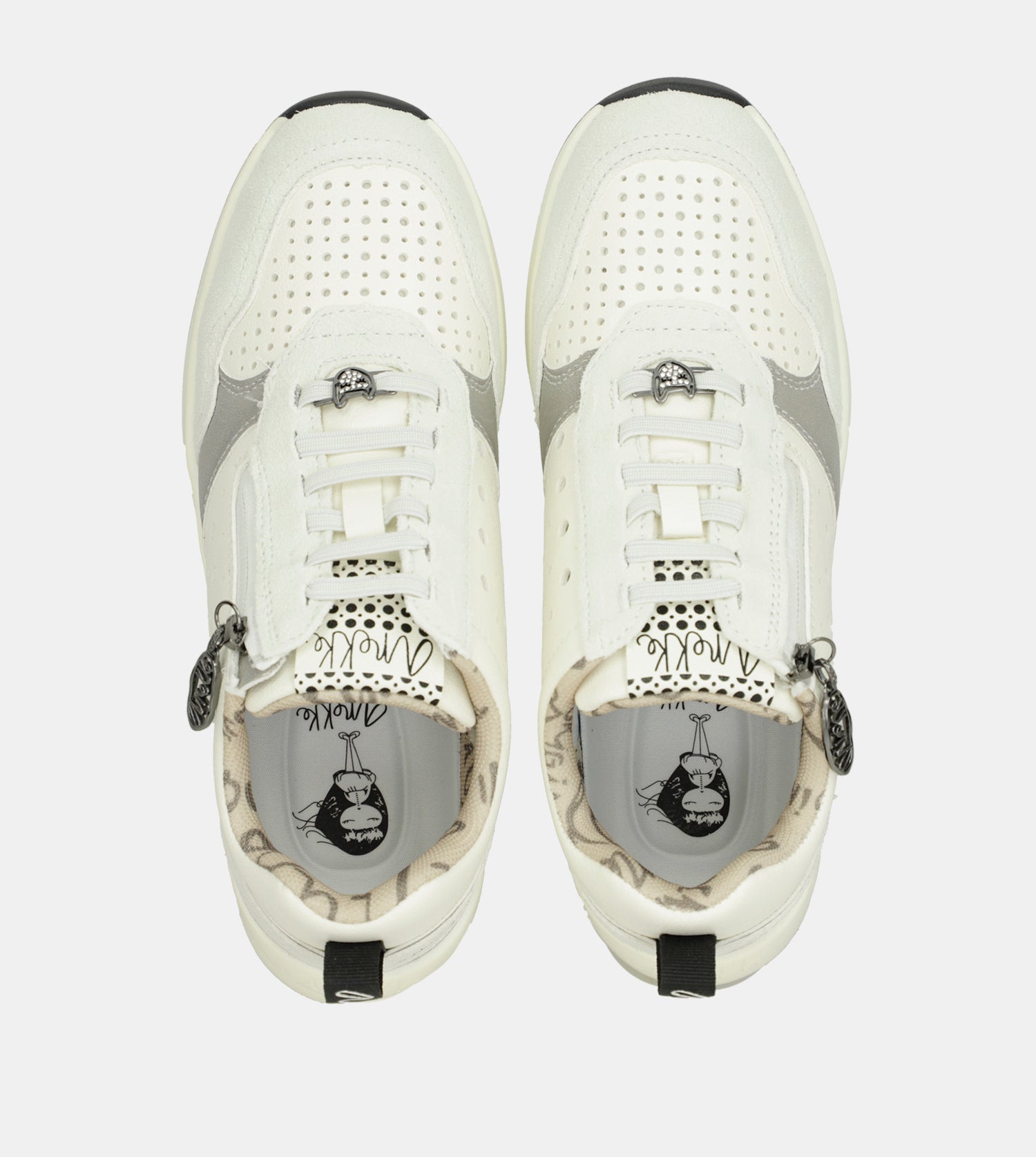 White wedge sneakers with polka dots