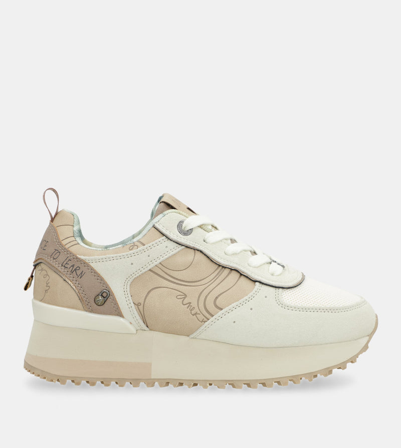 Beige platform sneakers