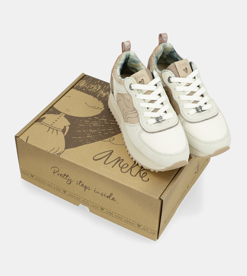 Beige platform sneakers