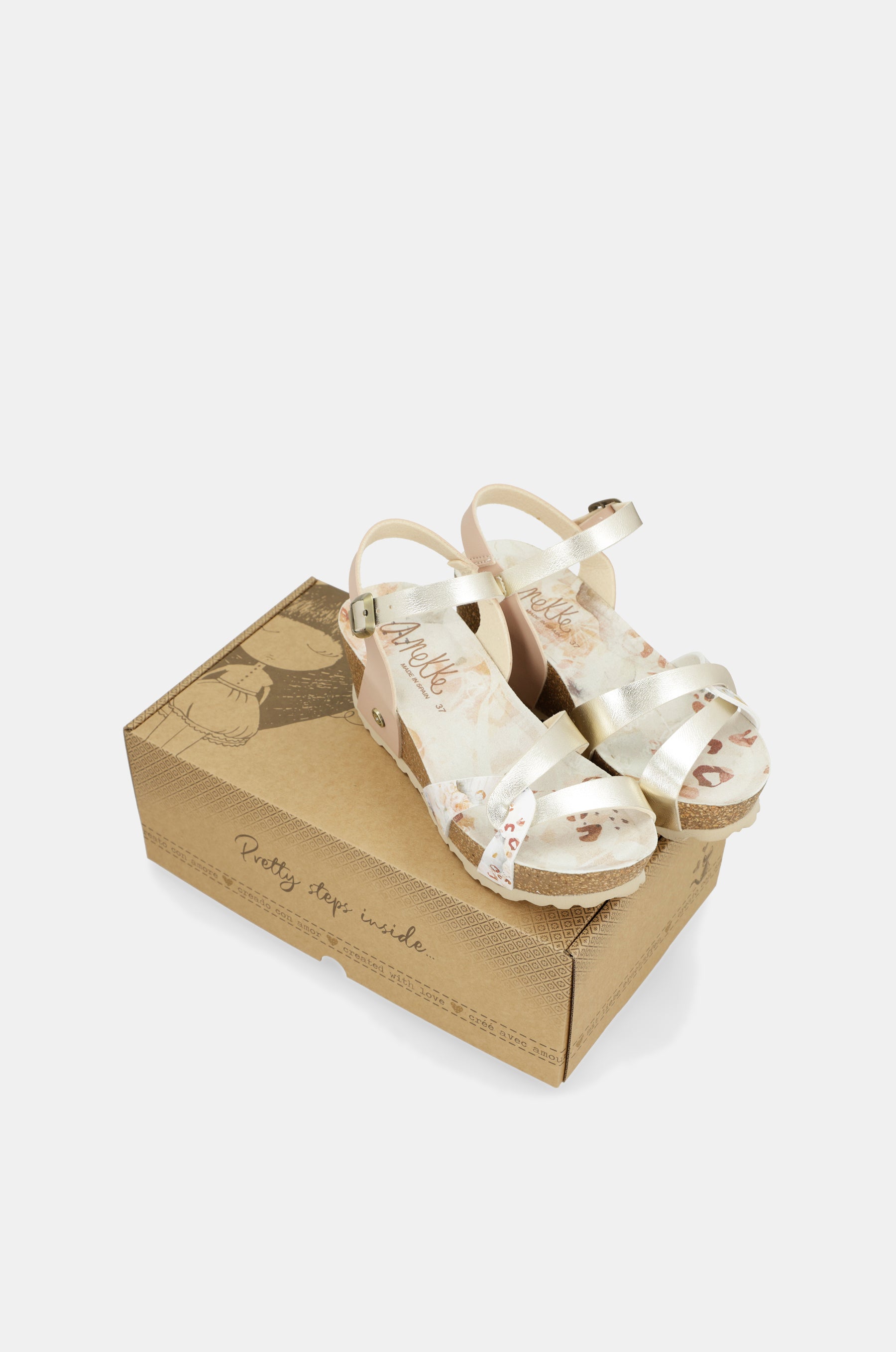 Wedge sandals bio white straps