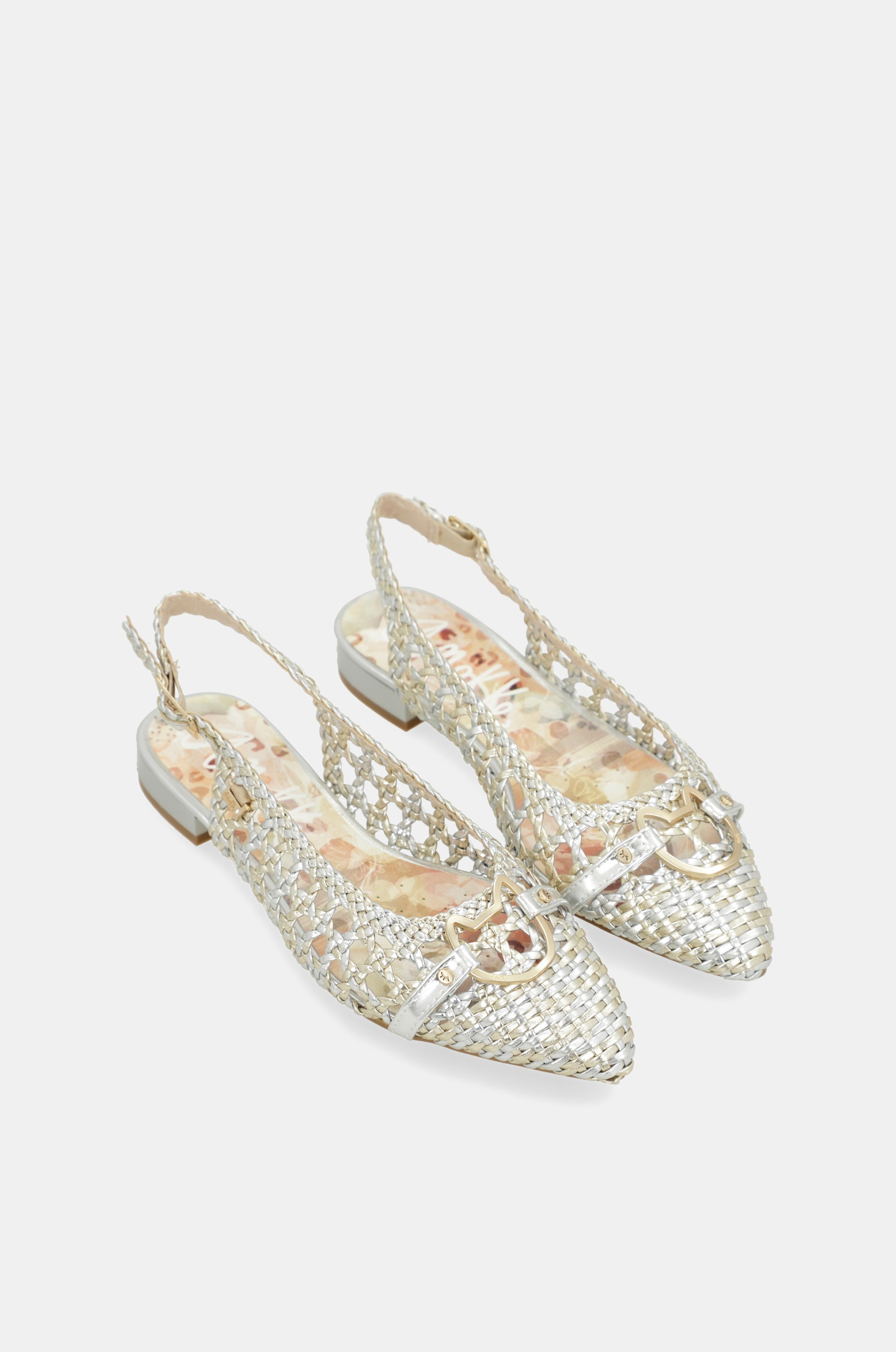 Gold and silver slingback ballet flats