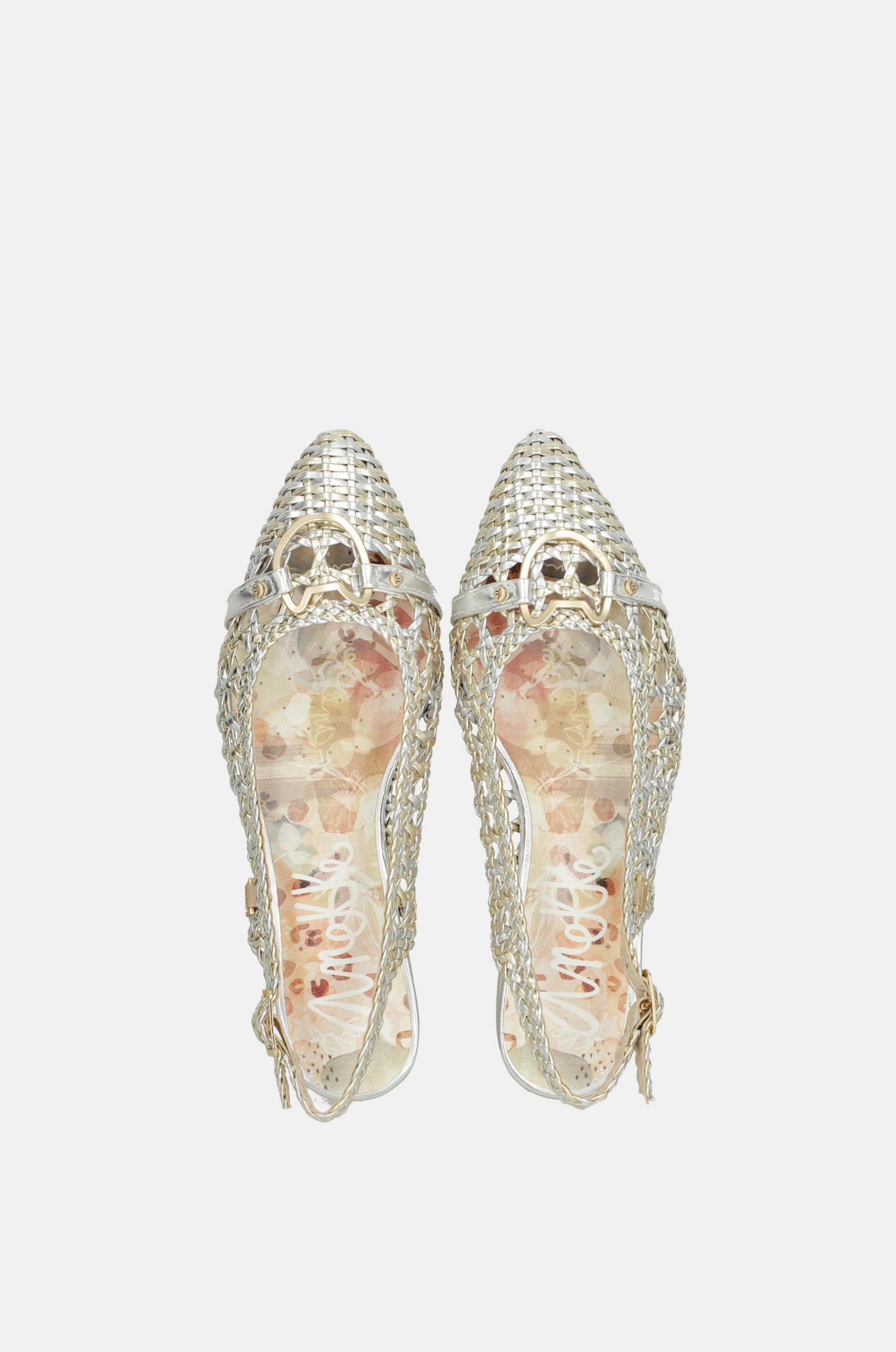 Gold and silver slingback ballet flats