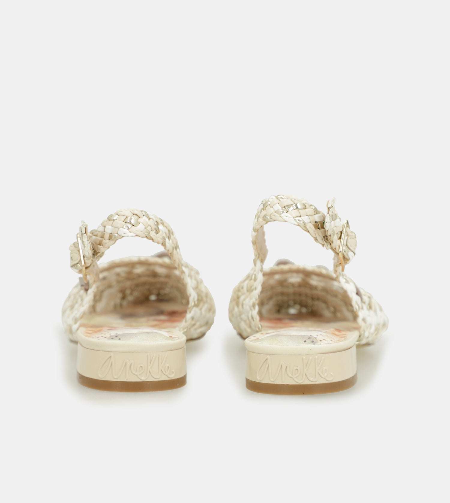 White and pink slingback ballet flats