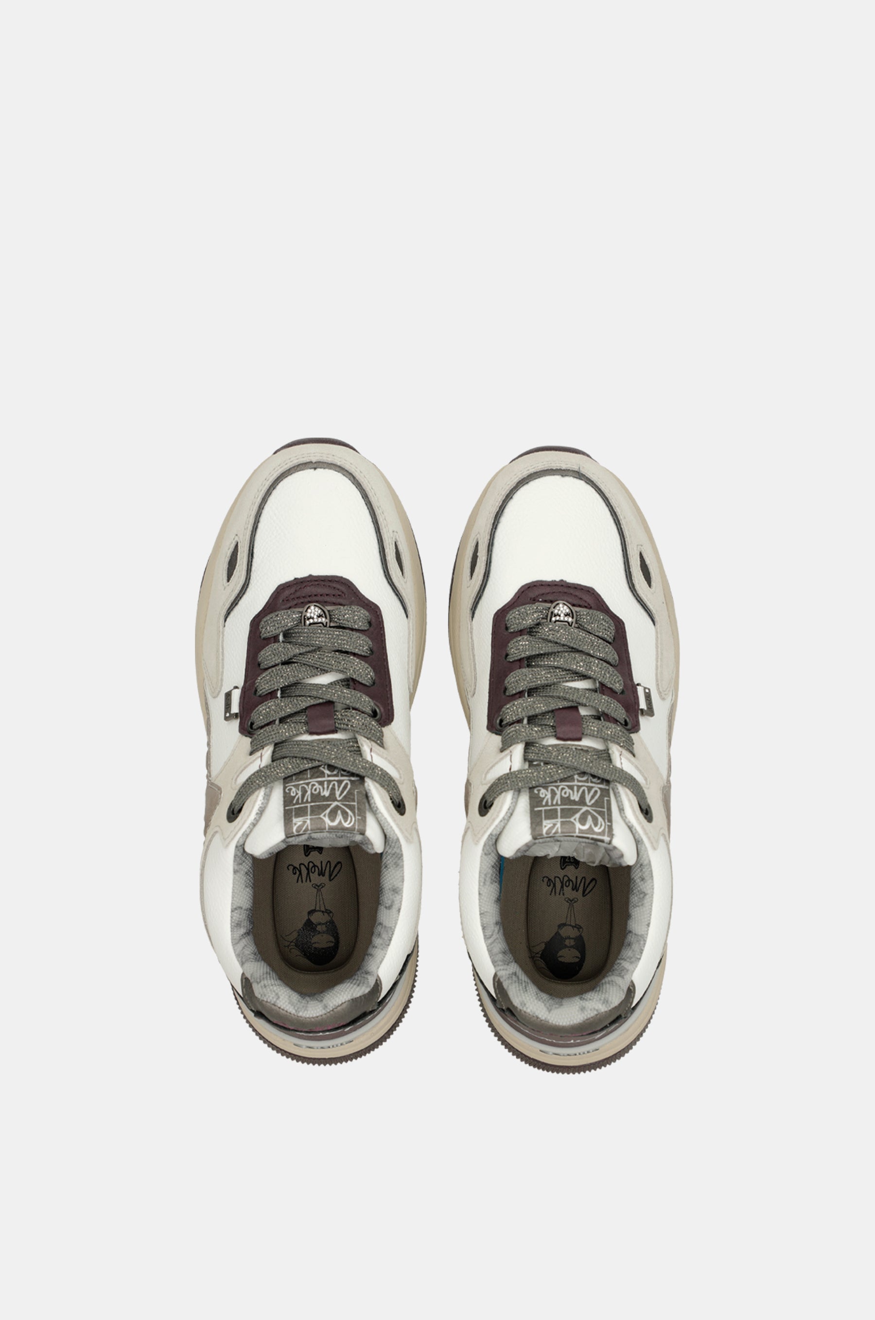 White & burgundy sneakers