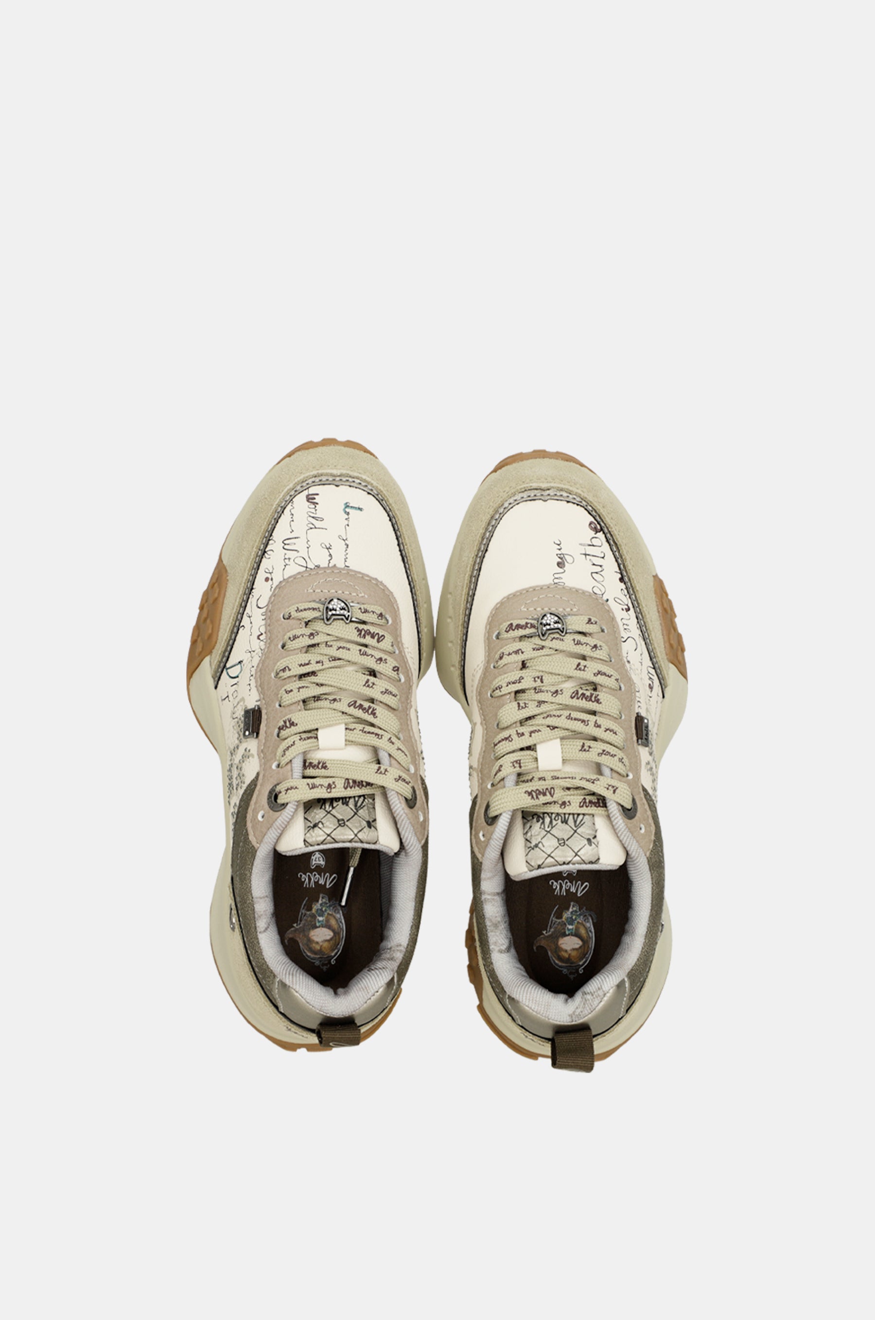 Beige printed sneakers