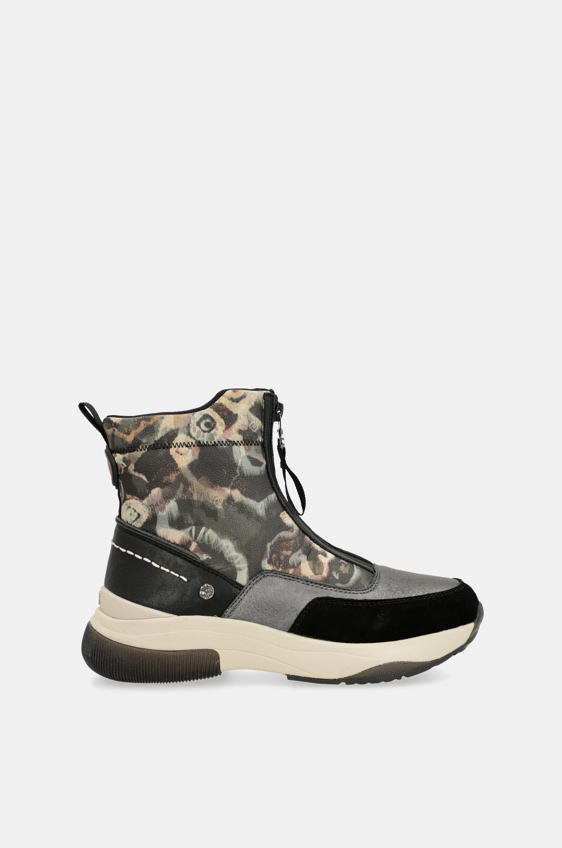 Anthracite printed sporty ankle boot