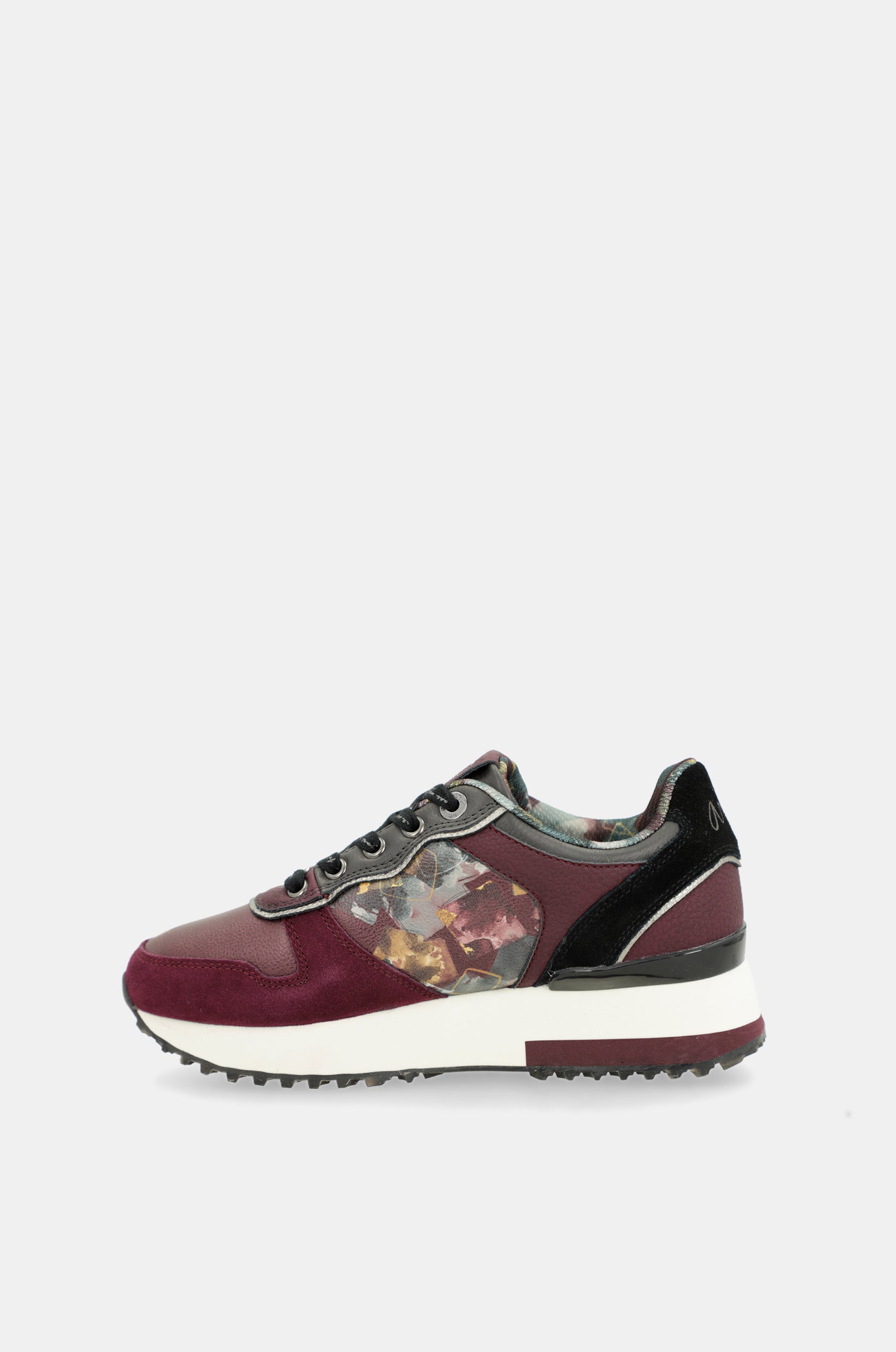 Printed burgundy platform sneakers
