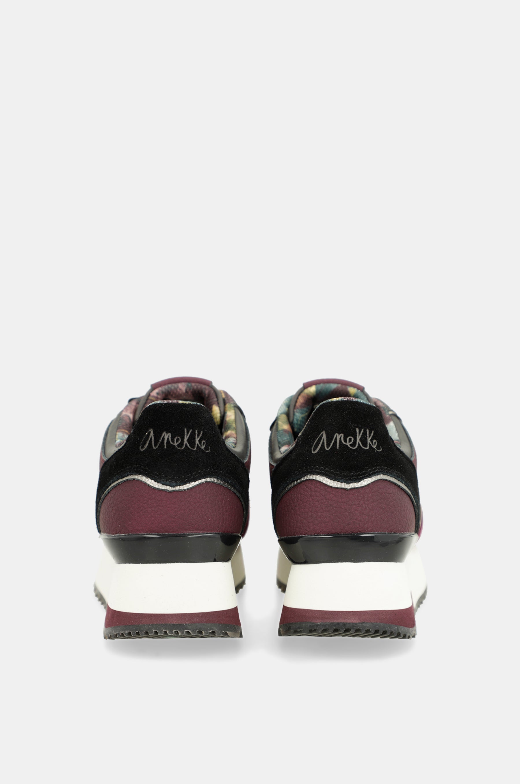 Printed burgundy platform sneakers
