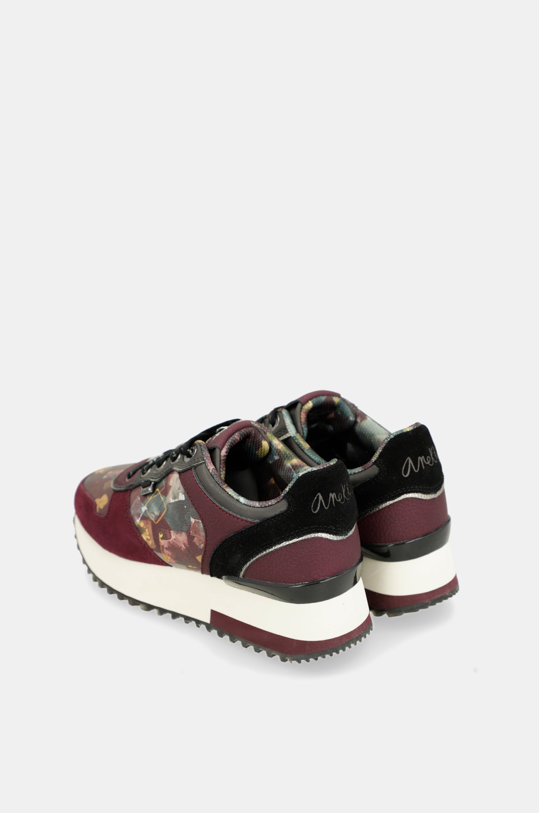 Printed burgundy platform sneakers