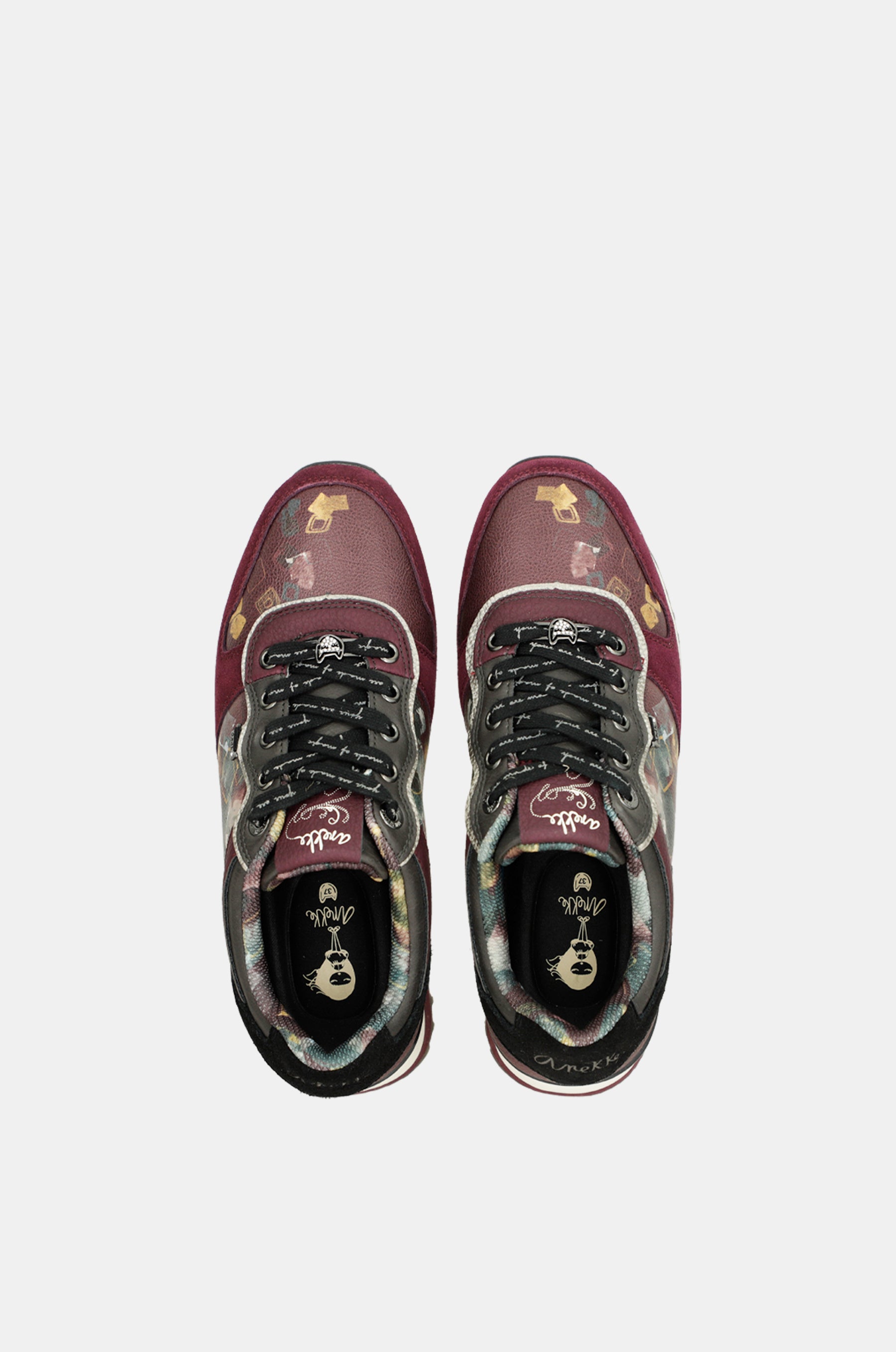 Printed burgundy platform sneakers