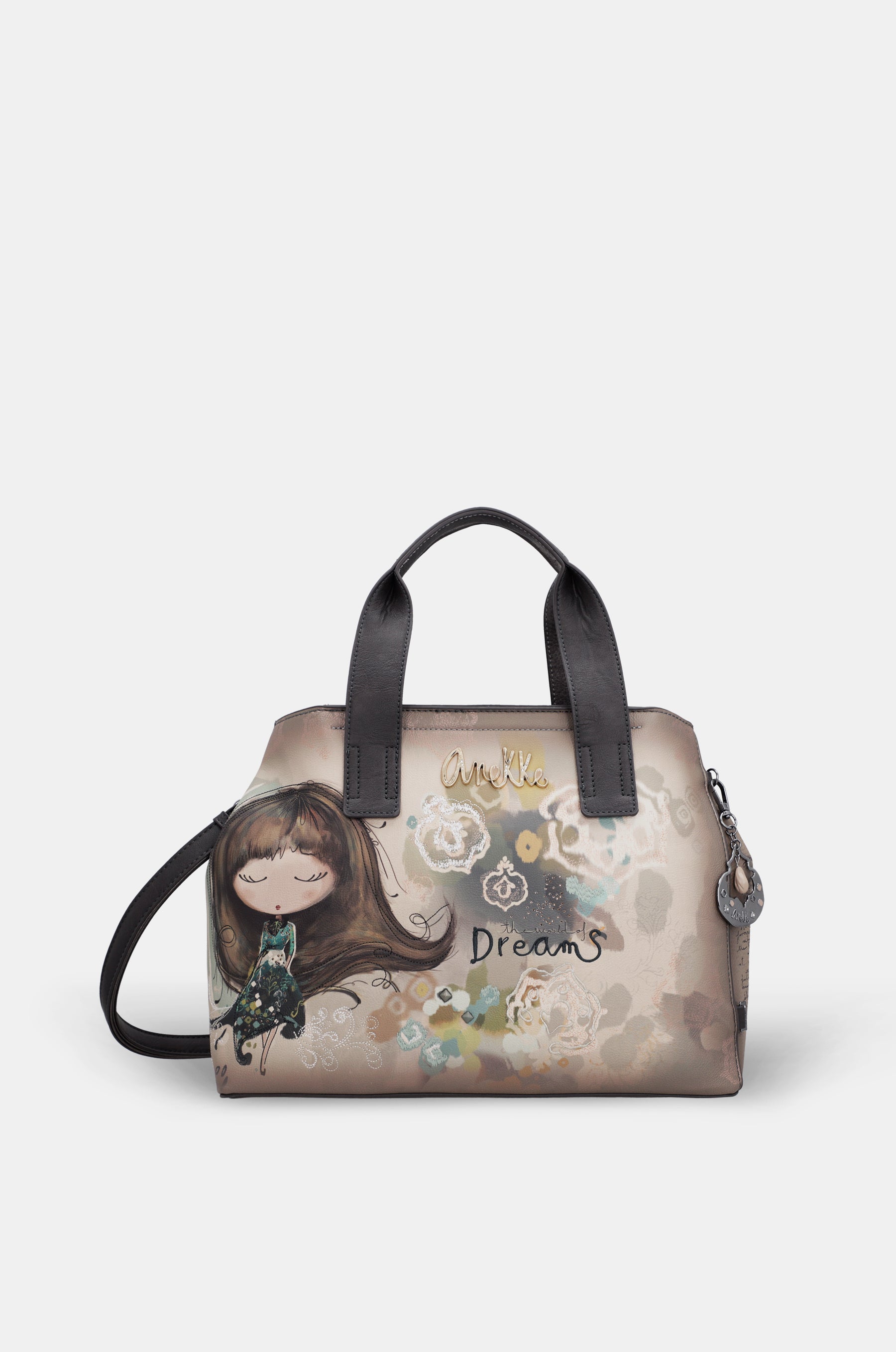 Real handbag with shoulder strap