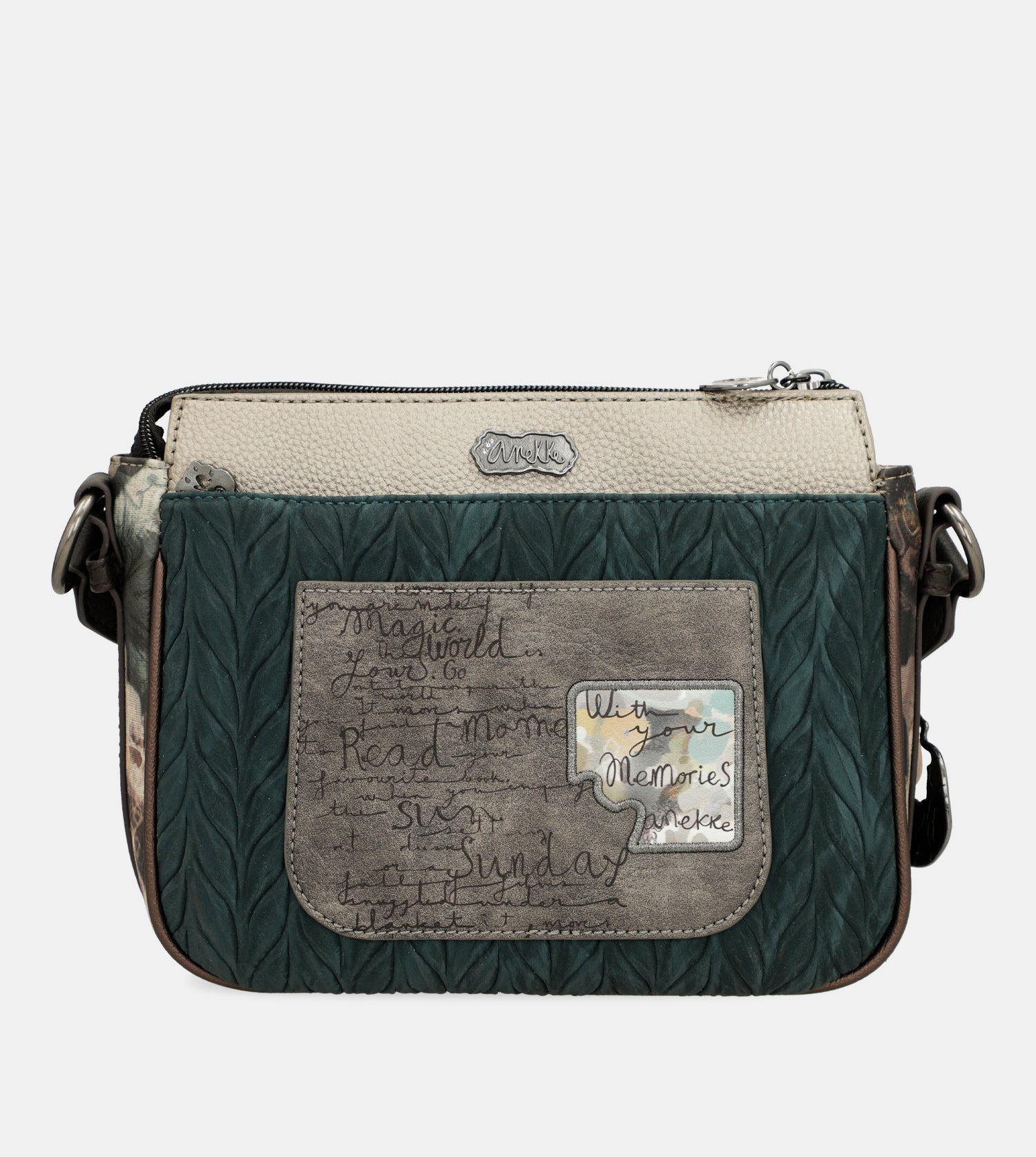 Real 3-compartment medium crossbody bag