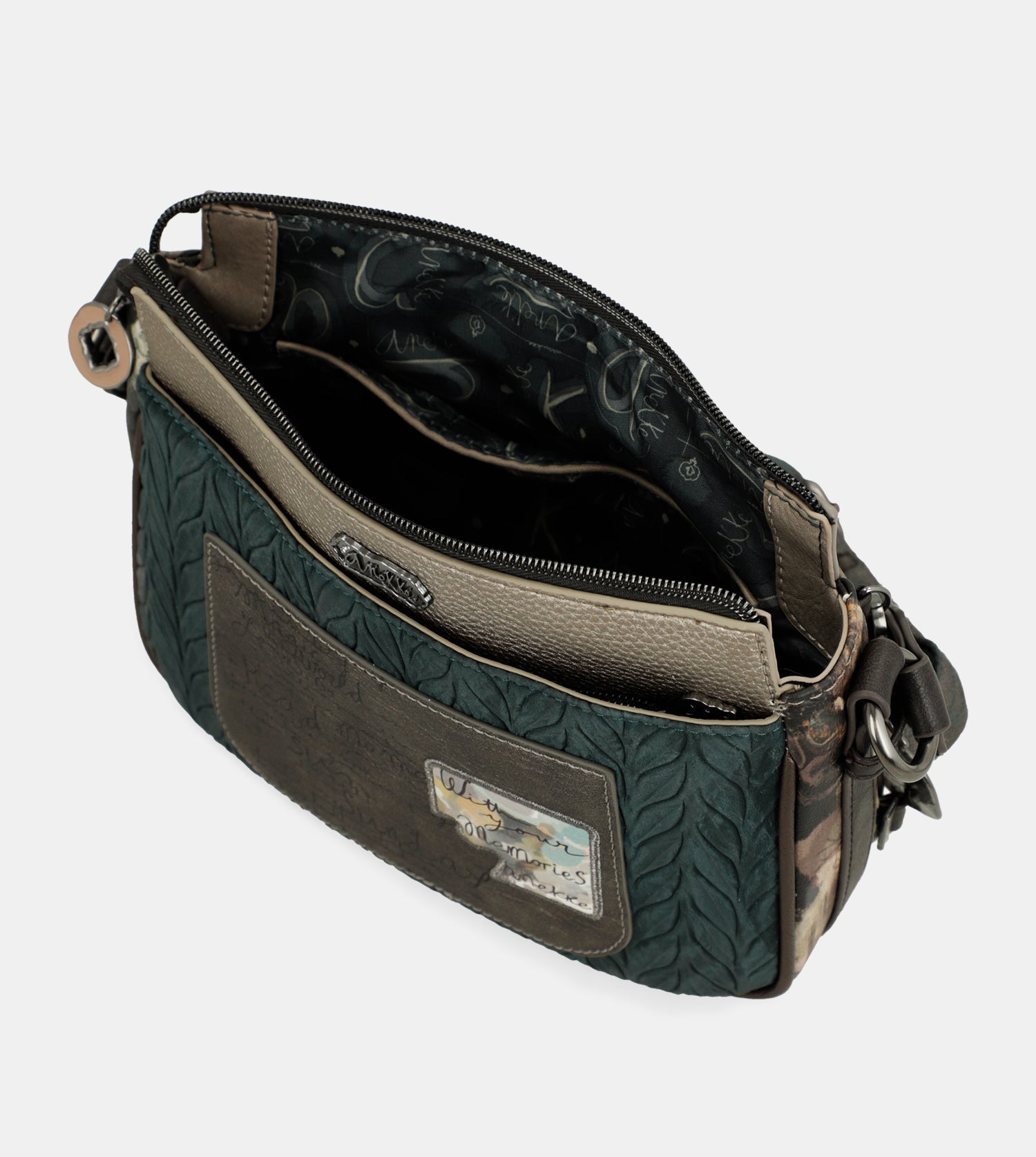 Real 3-compartment medium crossbody bag
