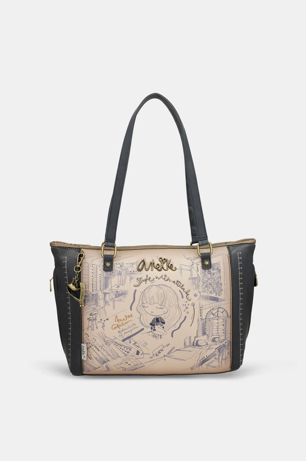 Studio shopper bag with shoulder strap