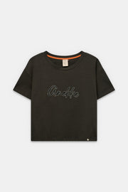 Black short-sleeve T-shirt