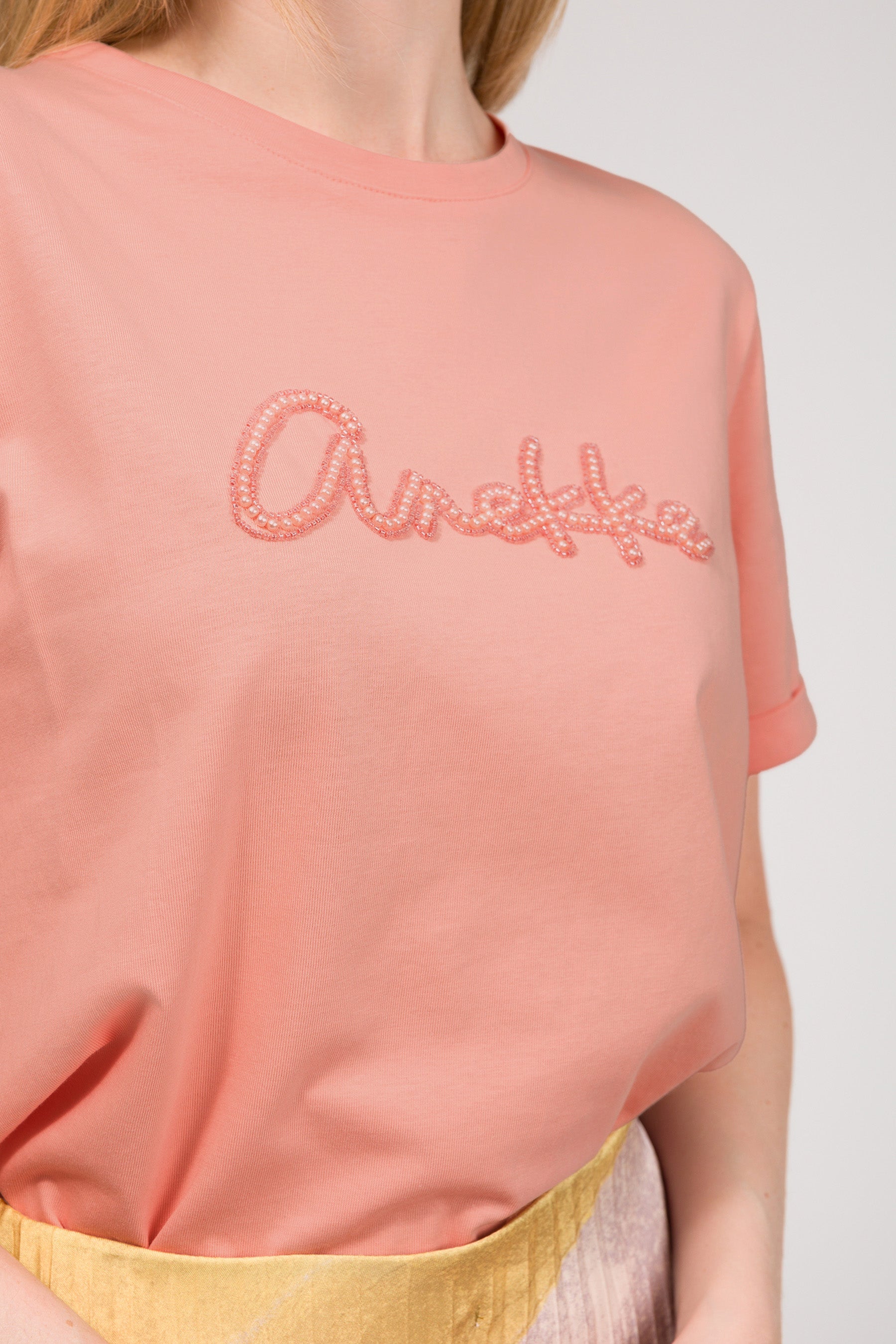 Salmon T-shirt with logo